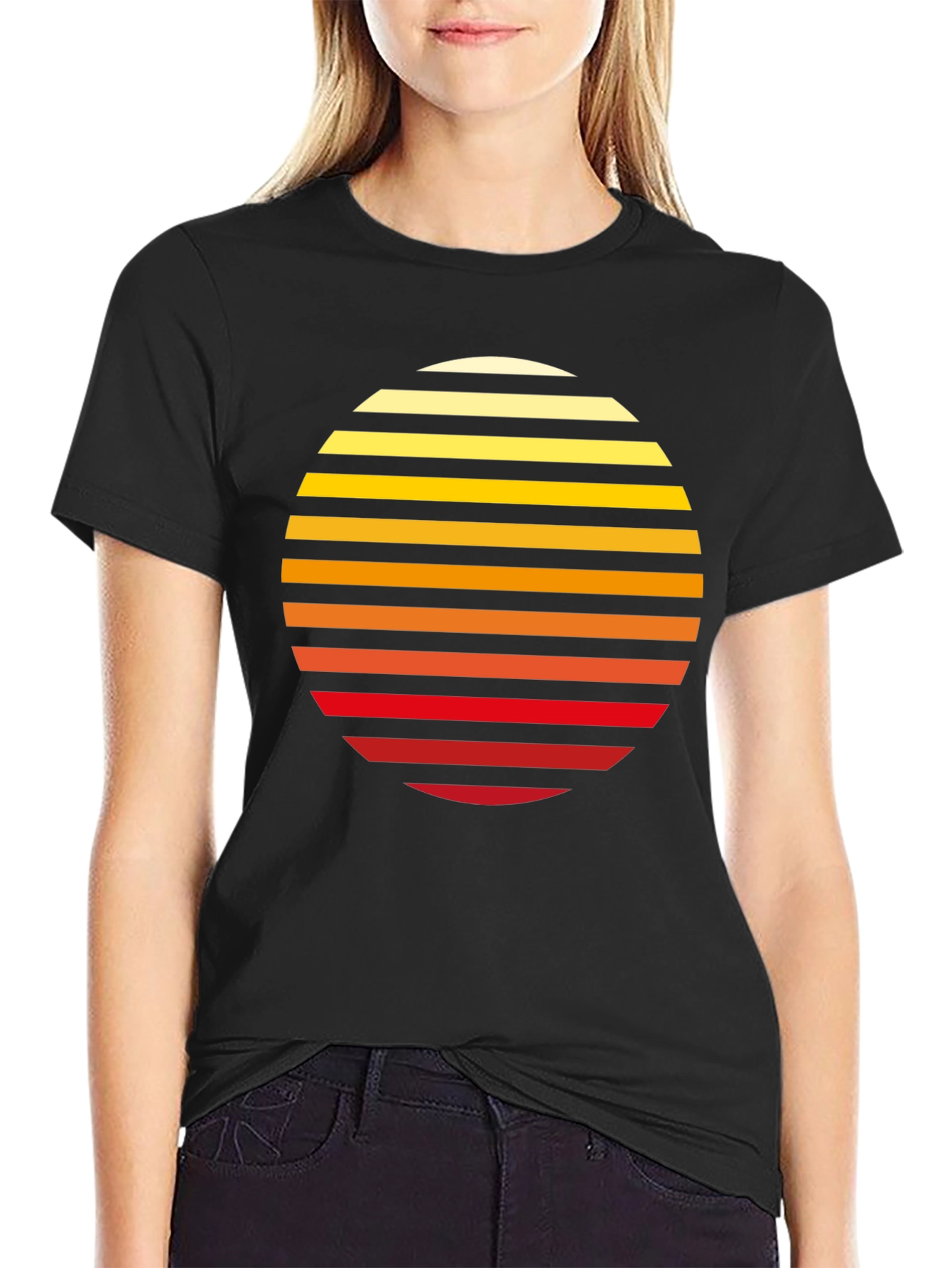 Retro Sunset Striped Graphic Tee
