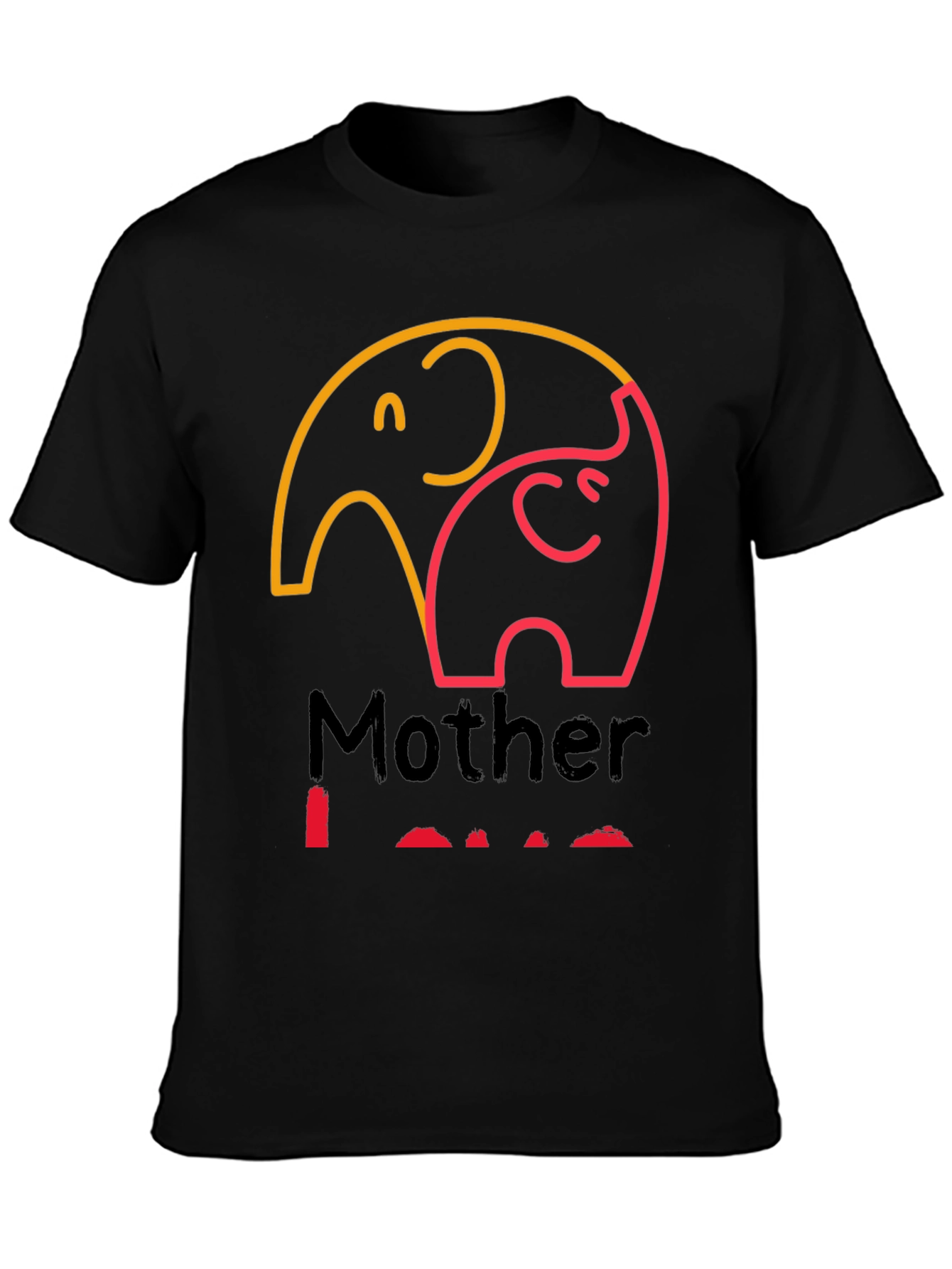 Mother Love Elephant Graphic Tee - Black