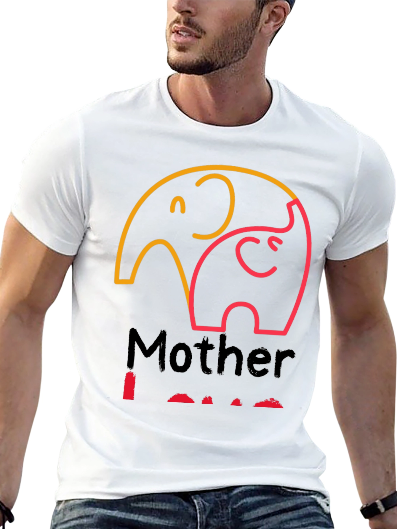 Mother Love Elephant Graphic Tee - Black