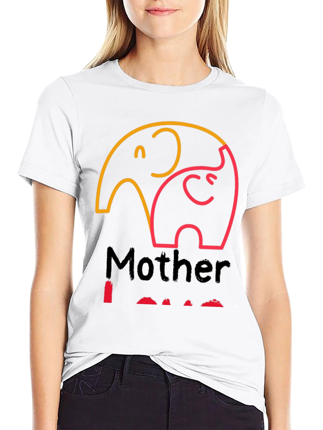 Mother Love Elephant Graphic Tee - Black