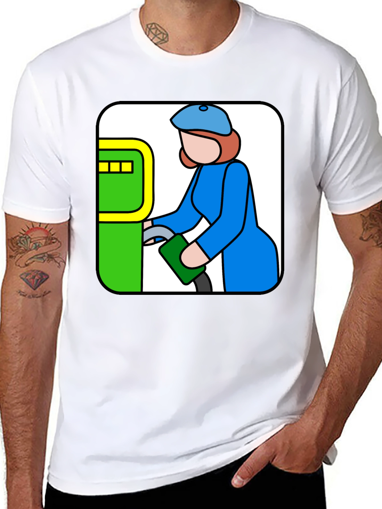 Gas Station Attendant Graphic Tee - Black Cotton T-Shirt