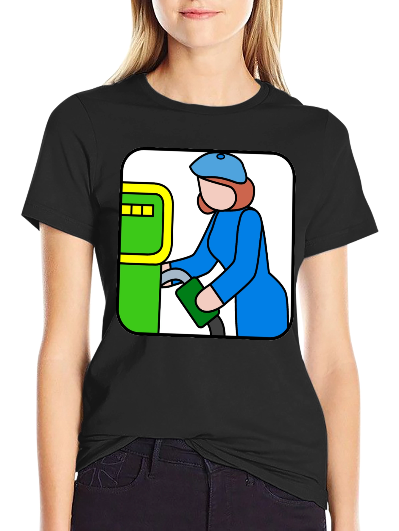 Gas Station Attendant Graphic Tee - Black Cotton T-Shirt