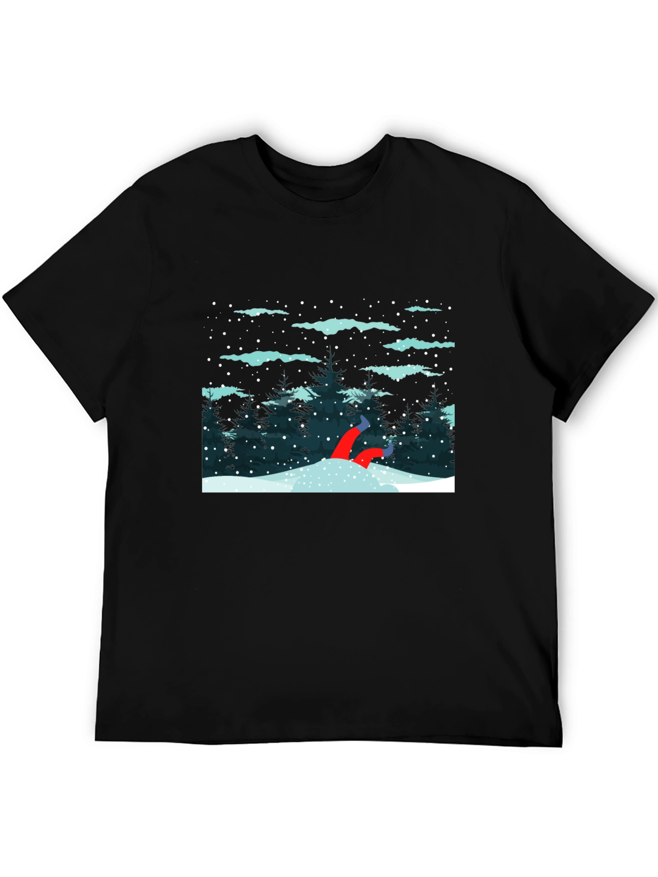 Winter Snow Scene Black T-Shirt
