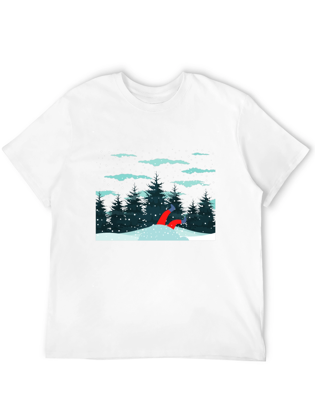Winter Snow Scene Black T-Shirt