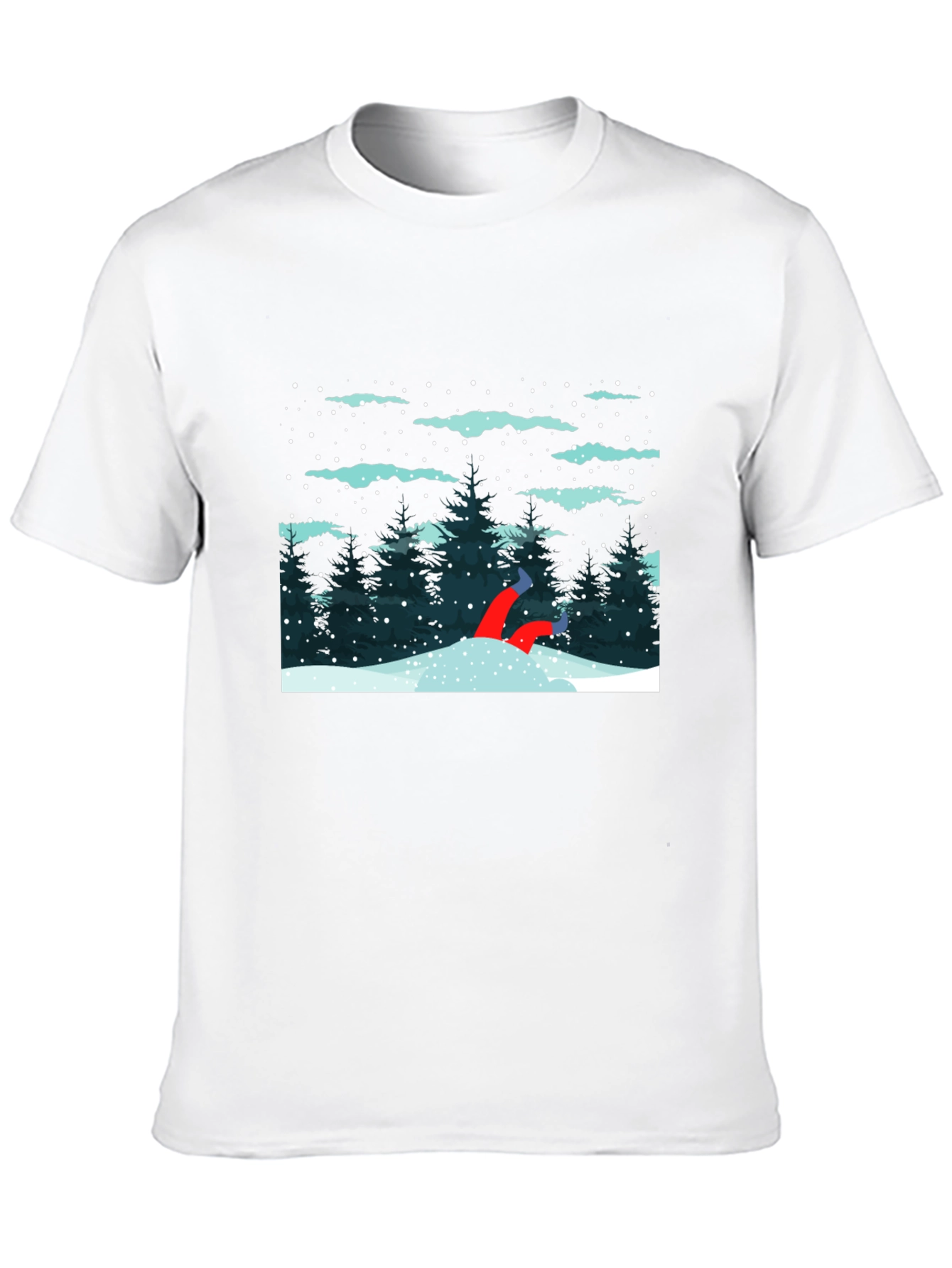 Winter Snow Scene Black T-Shirt