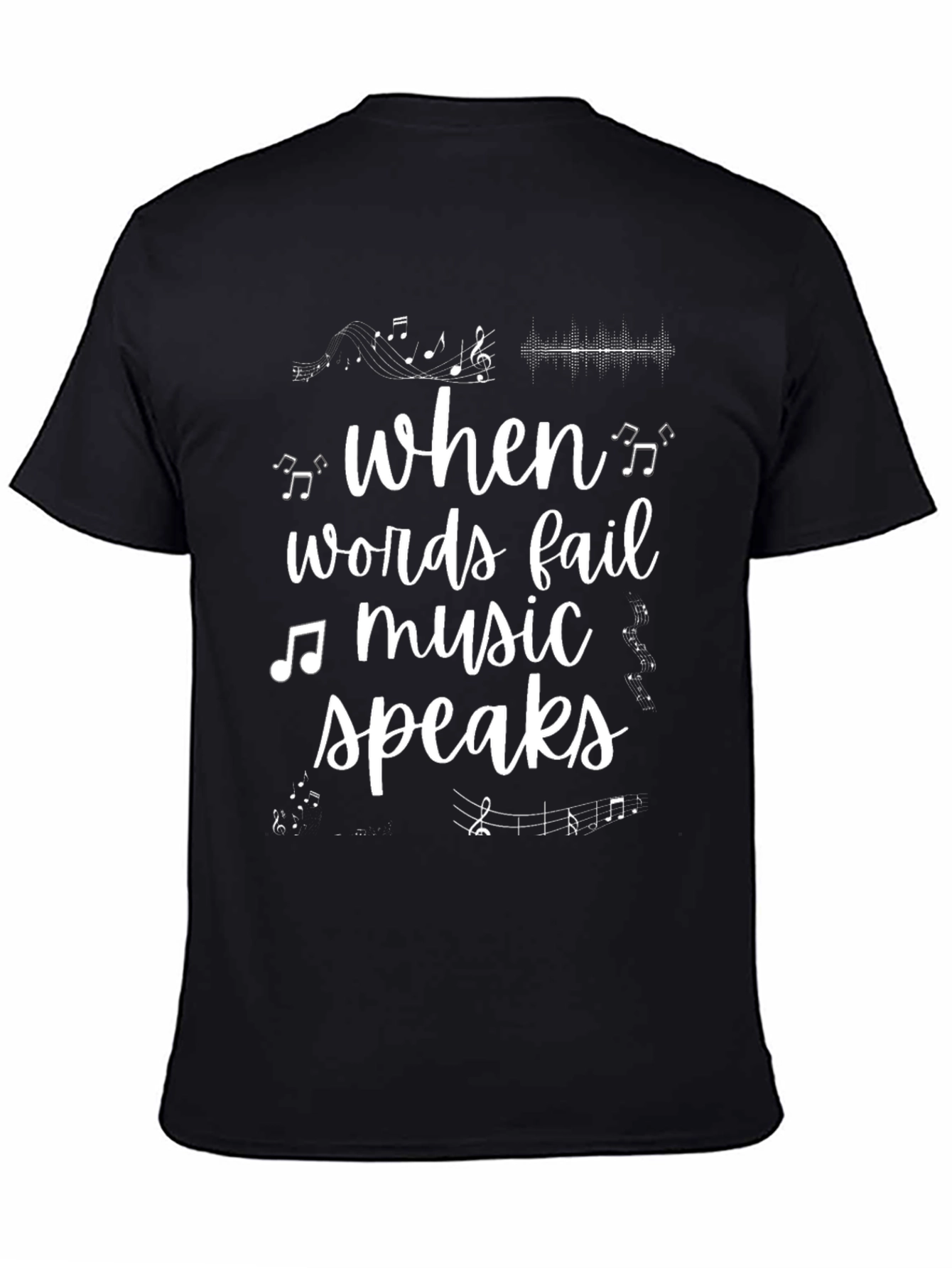 Music Speaks Graphic Tee - Black Cotton Comfort