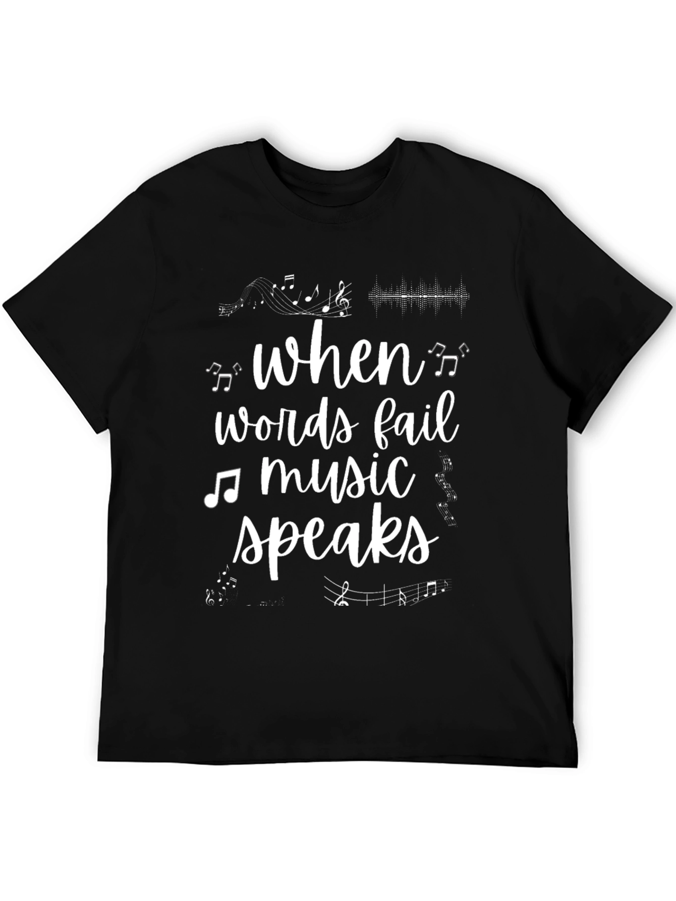 Music Speaks Graphic Tee - Black Cotton Comfort