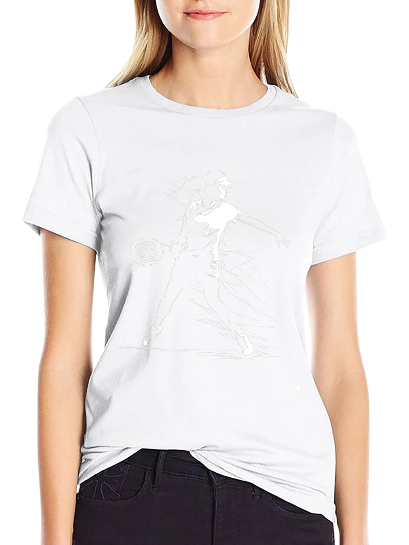 Tennis Player Graphic Tee - Black