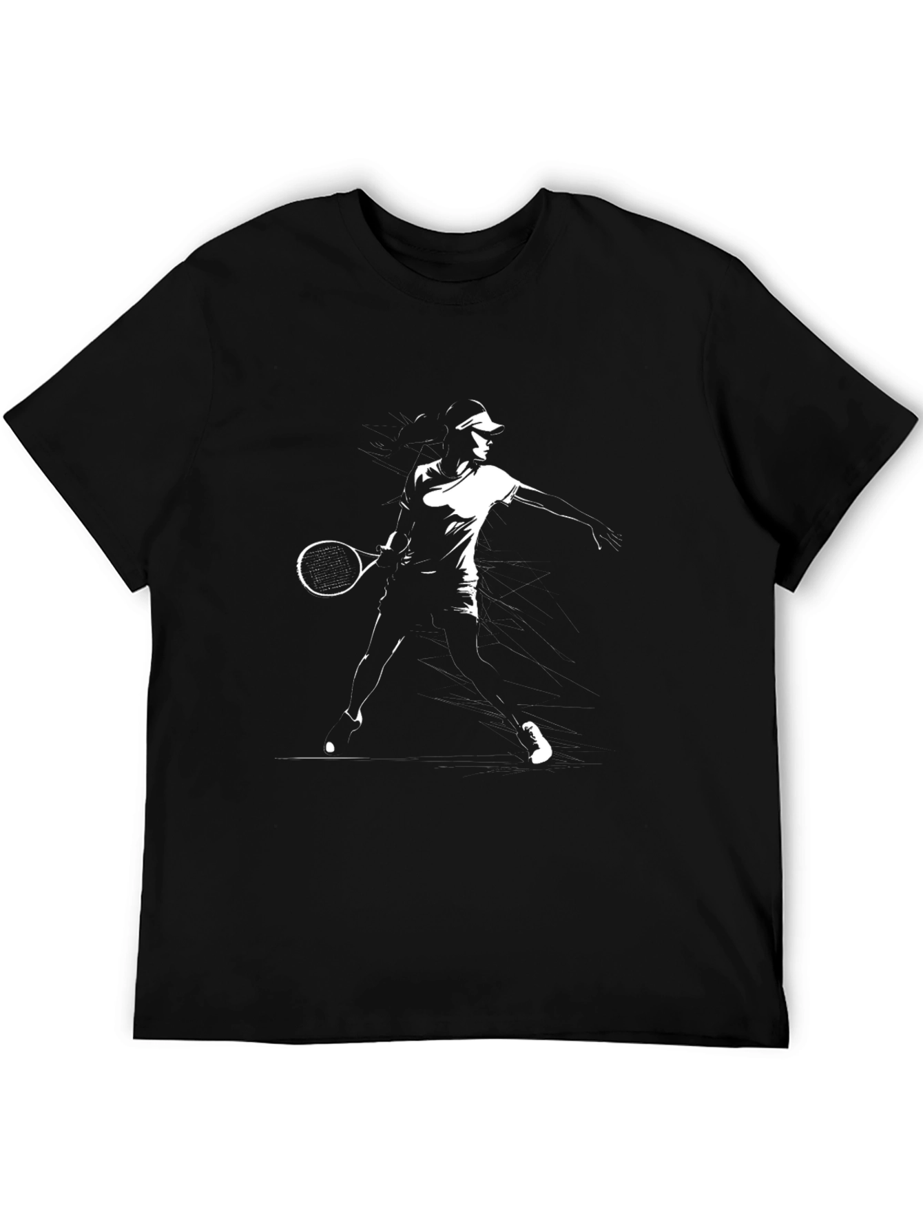Tennis Player Graphic Tee - Black