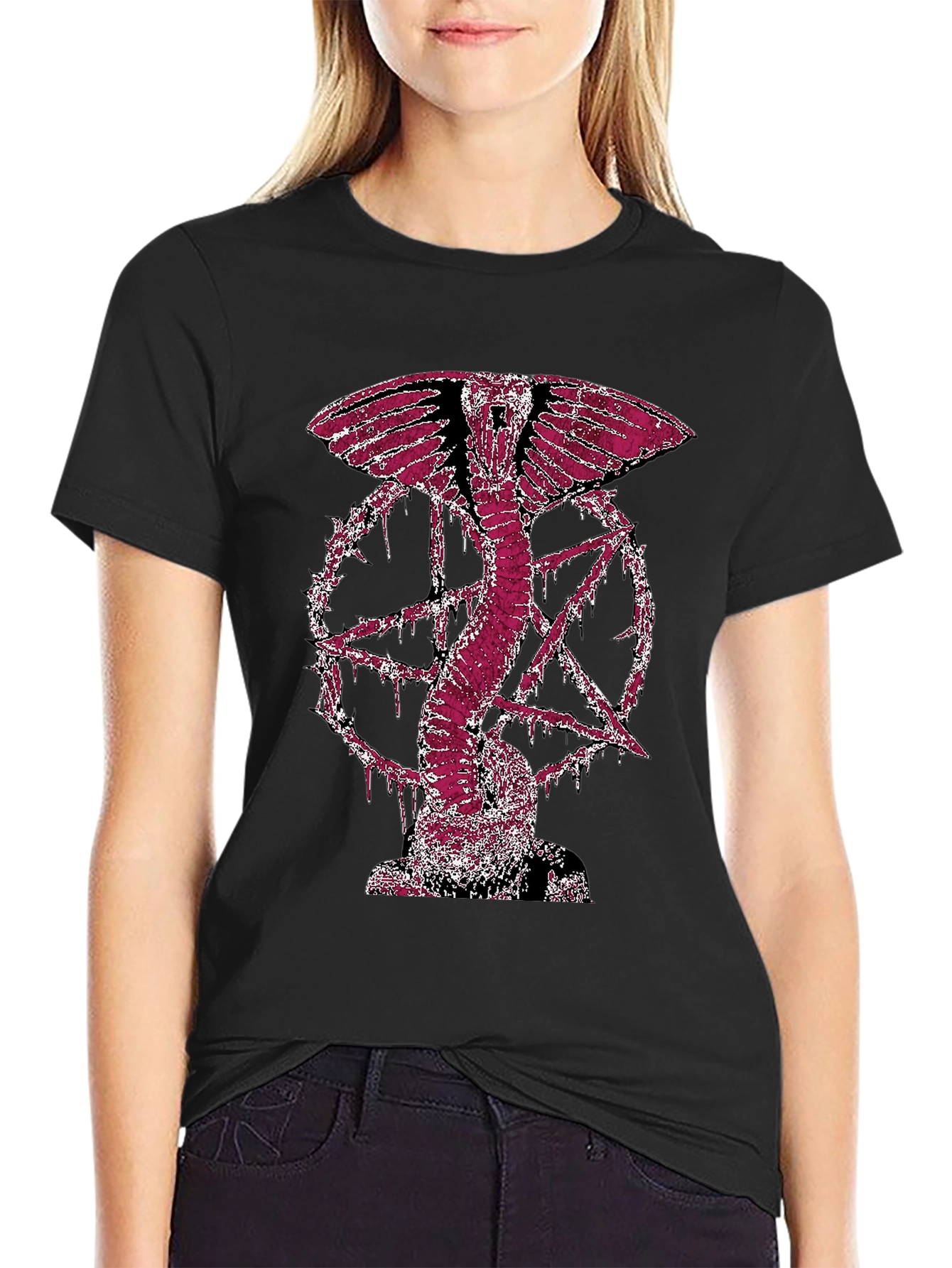 Serpent Star Graphic Tee - Black Cotton