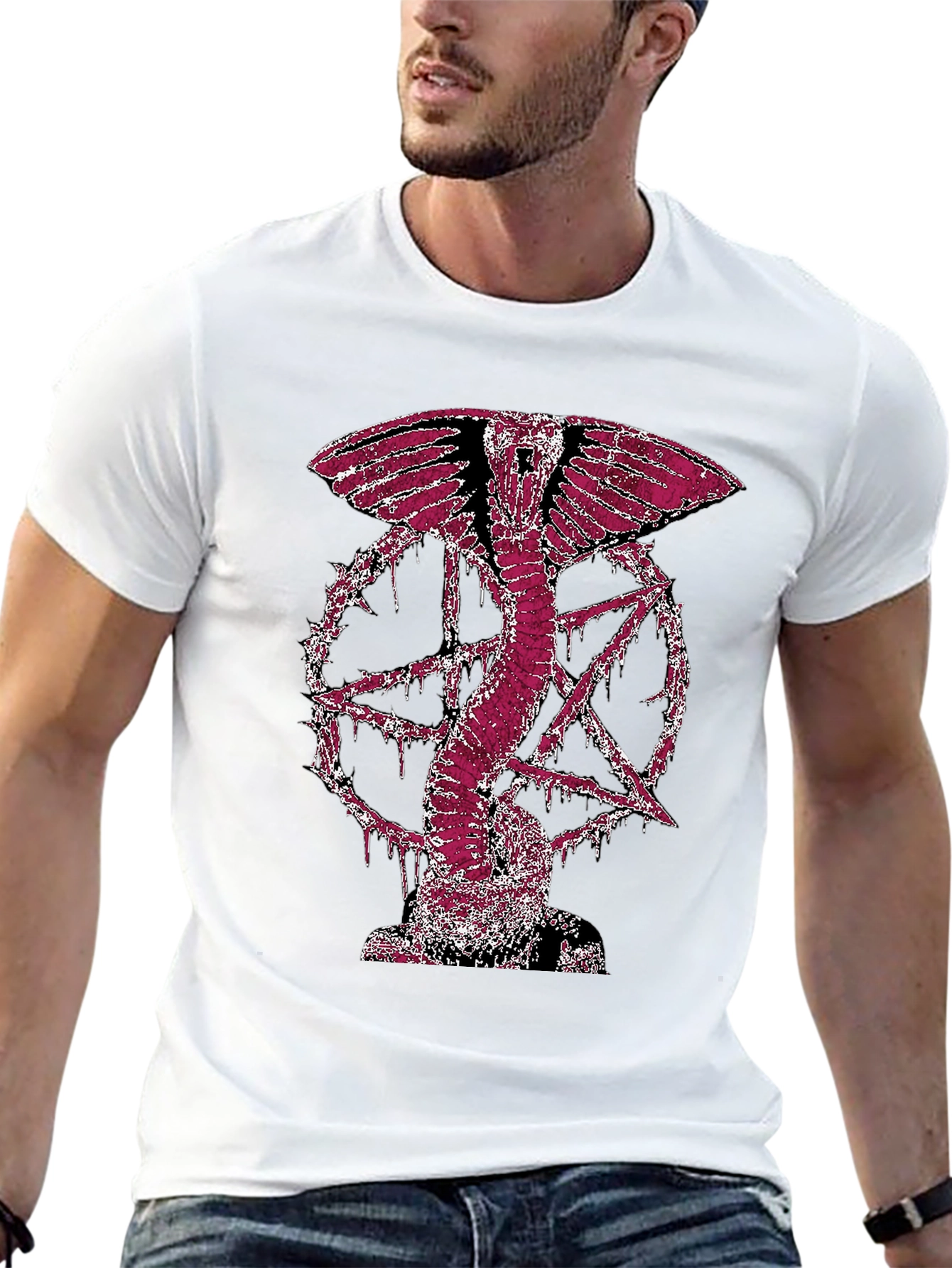 Serpent Star Graphic Tee - Black Cotton