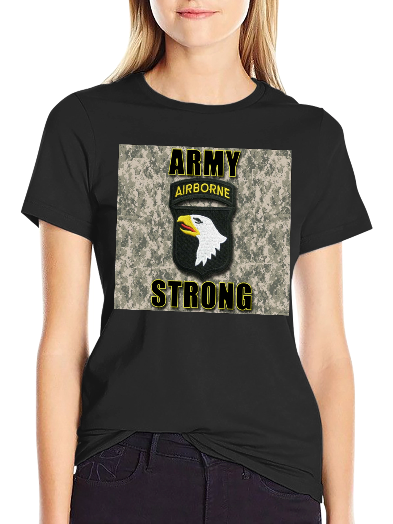 Army Airborne Strong T-Shirt - Black