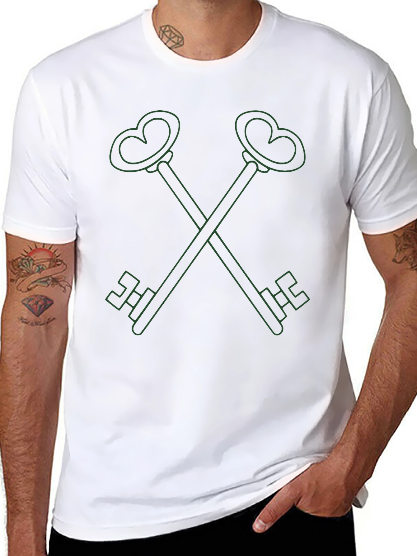 Heart Key Graphic Tee - Stylish Comfort
