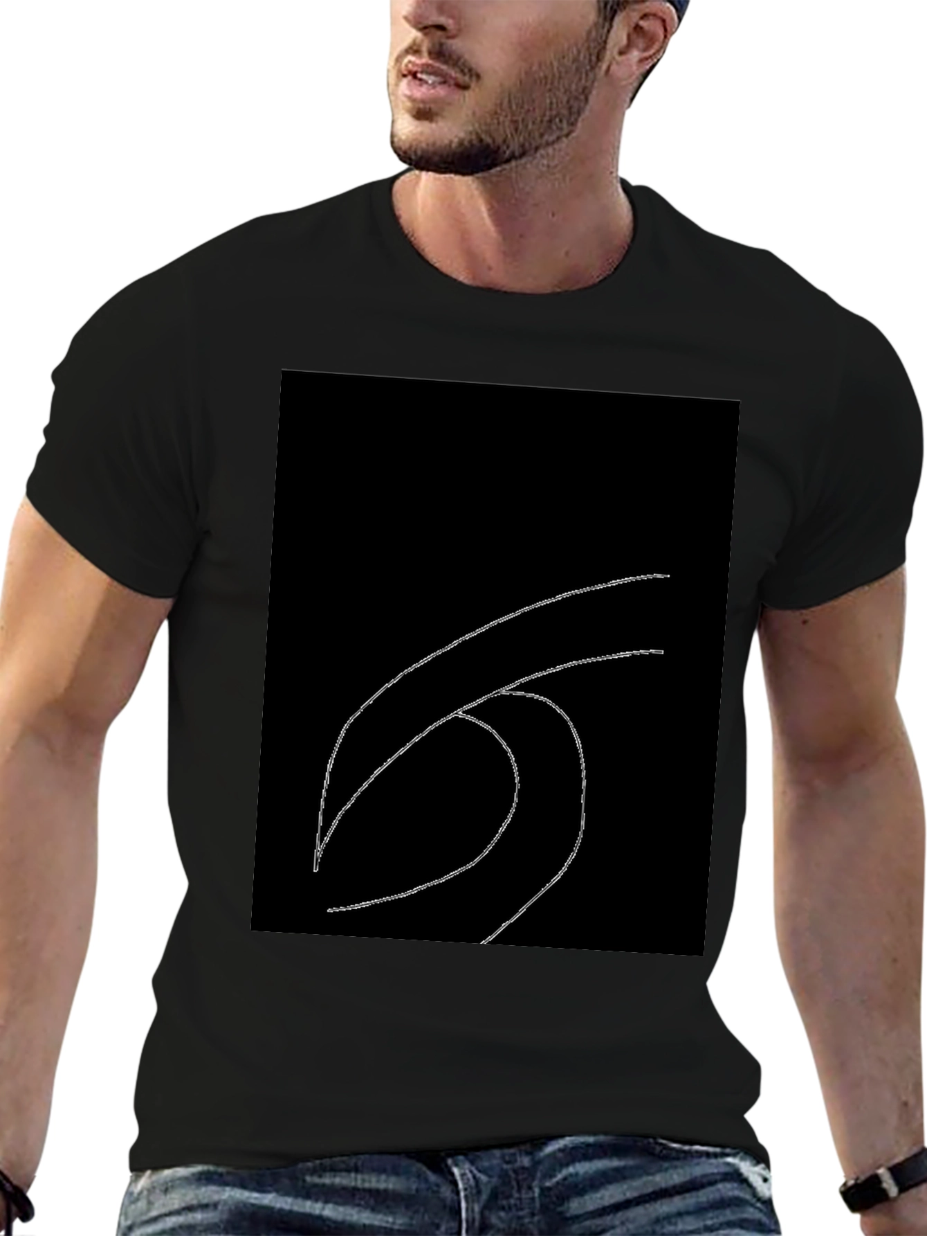 Minimalist Wave Graphic Black T-Shirt