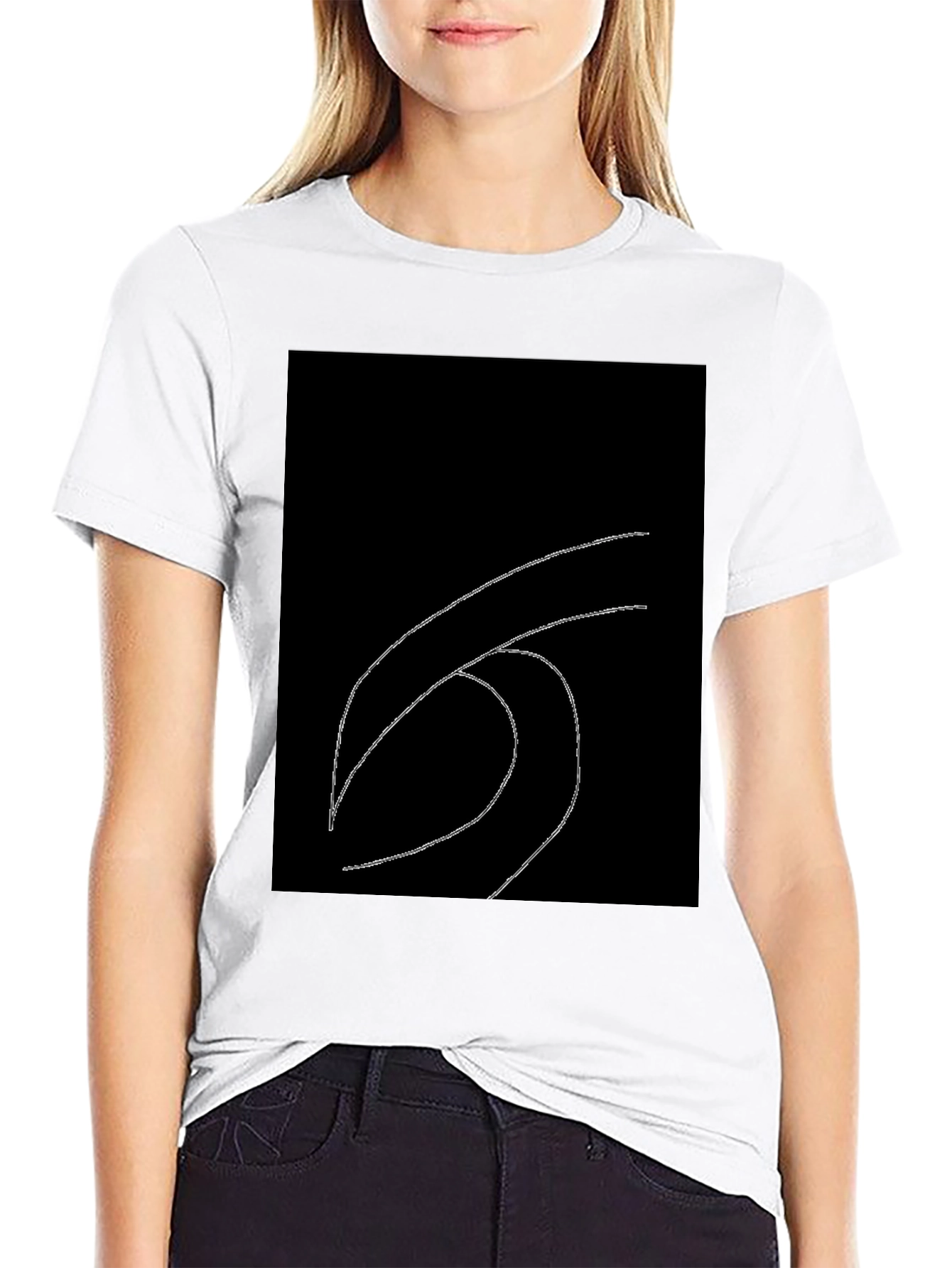Minimalist Wave Graphic Black T-Shirt