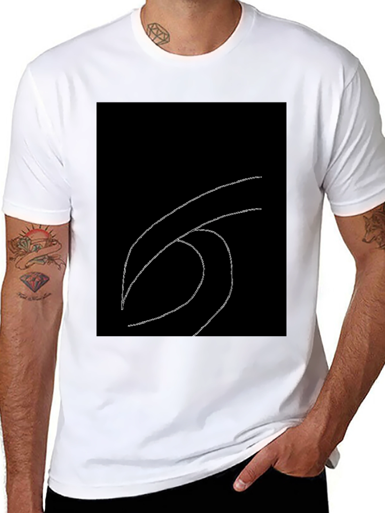 Minimalist Wave Graphic Black T-Shirt