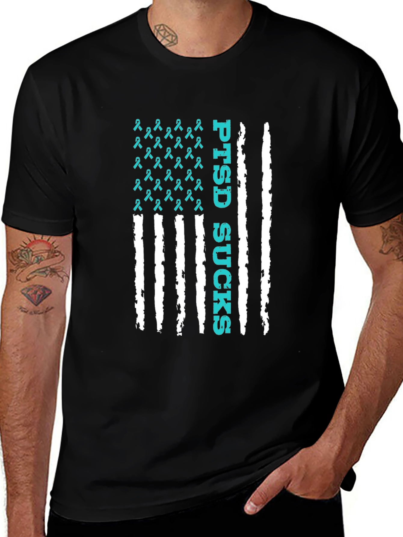 PTSD Sucks American Flag T-Shirt