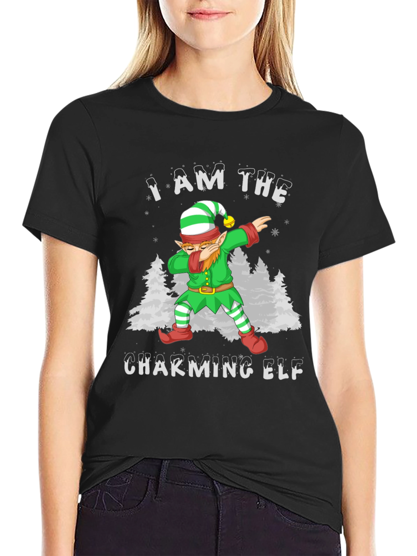 Charming Elf Dabbing Christmas Holiday T-Shirt