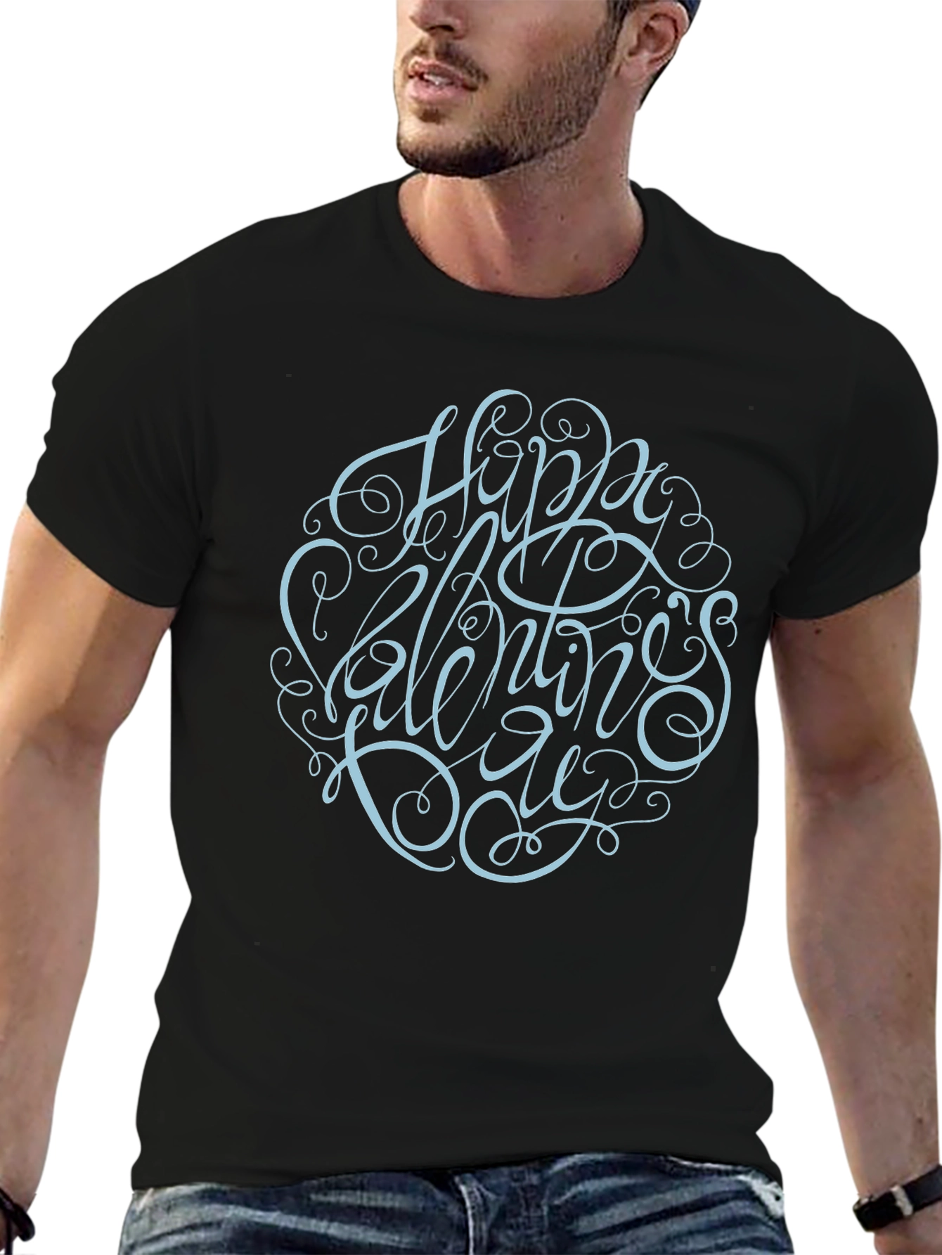 Happy Valentines Day Graphic Black Tee