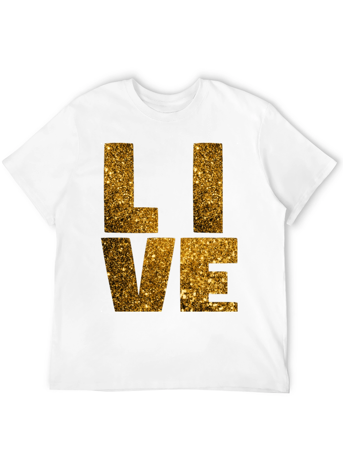 Gold Glitter LIVE Graphic Black T-Shirt