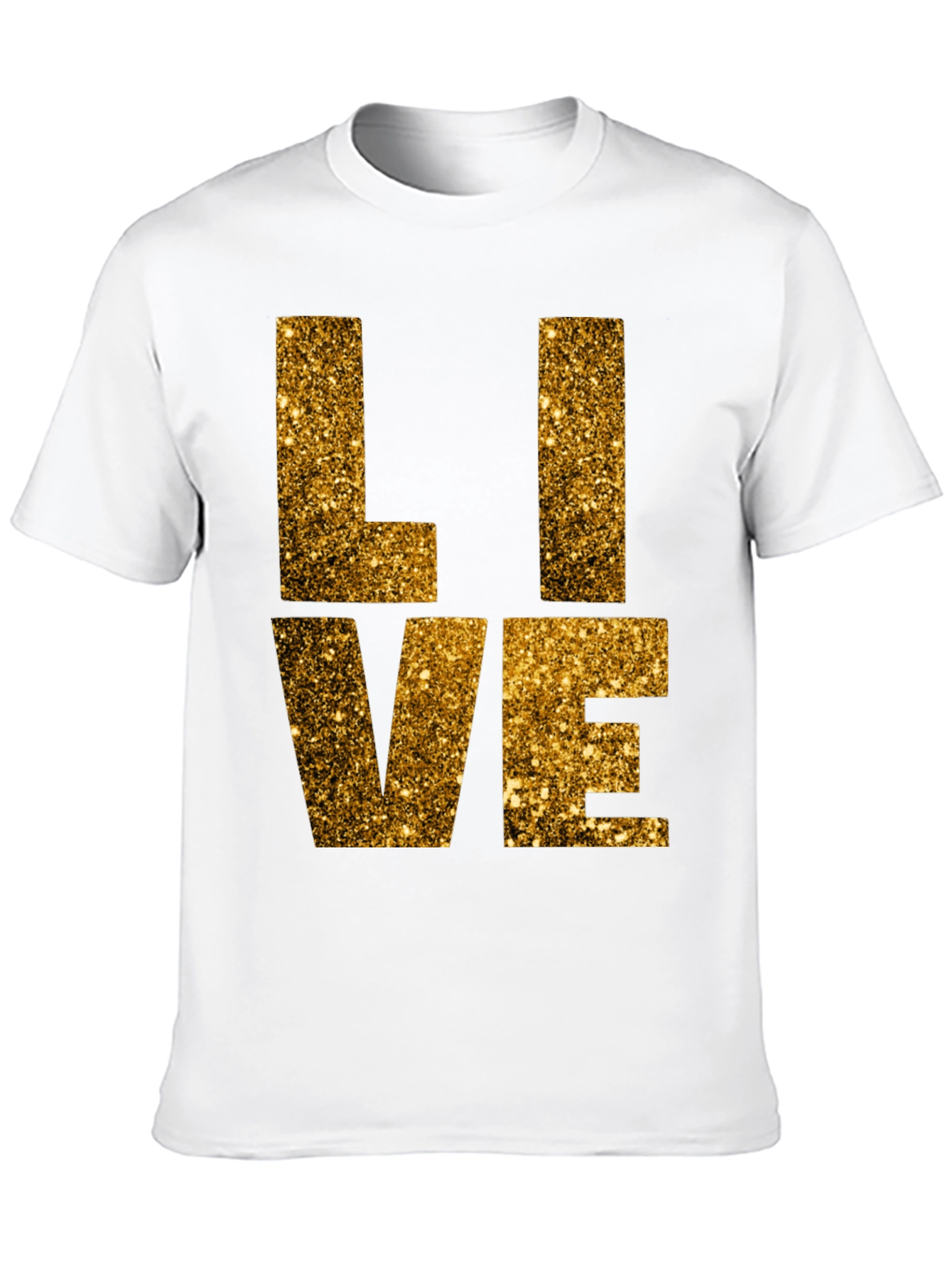Gold Glitter LIVE Graphic Black T-Shirt