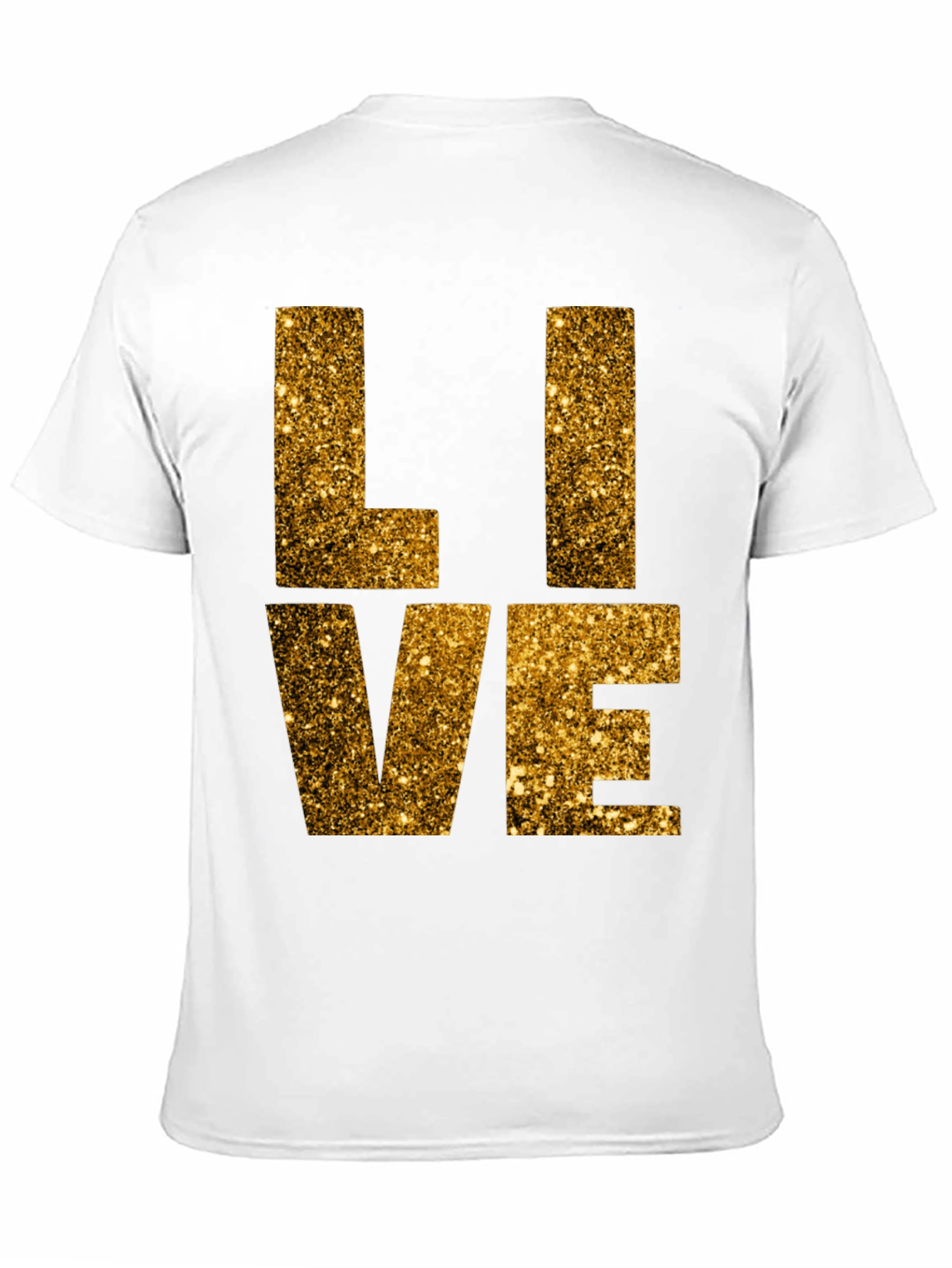 Gold Glitter LIVE Graphic Black T-Shirt