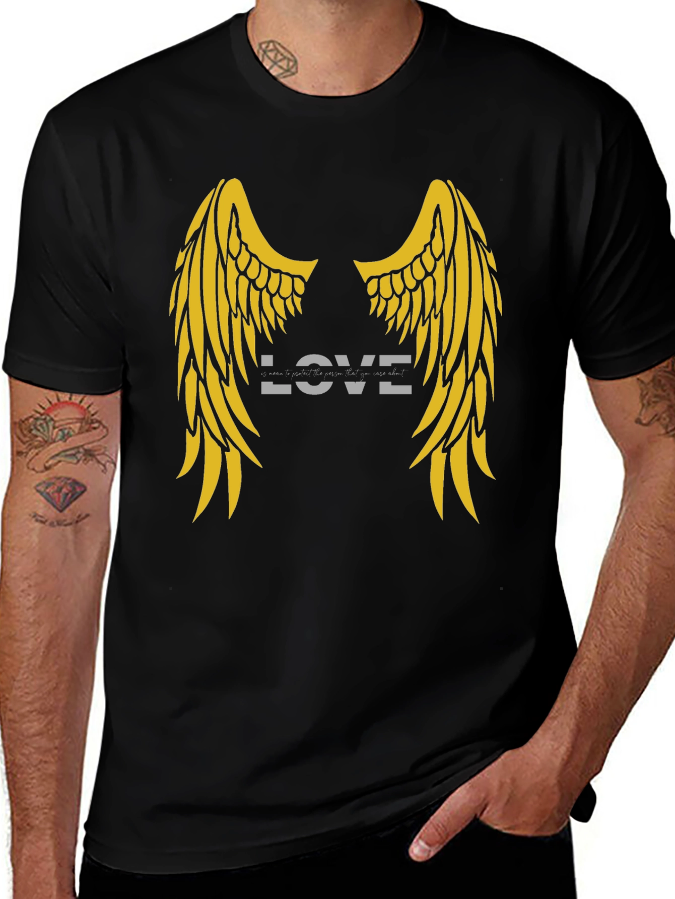 Love Wings Graphic Tee - Soft Black Cotton T-Shirt