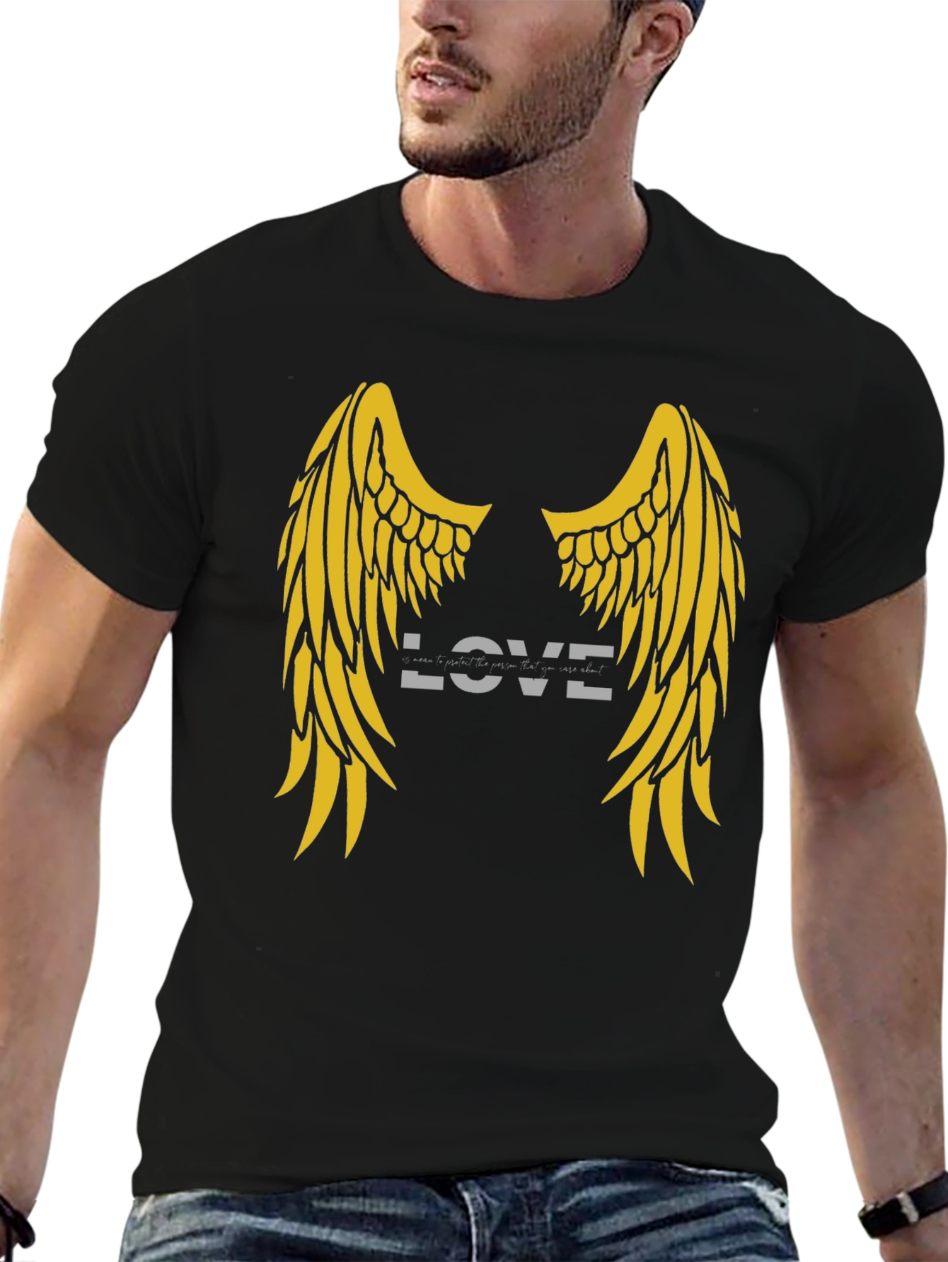Love Wings Graphic Tee - Soft Black Cotton T-Shirt