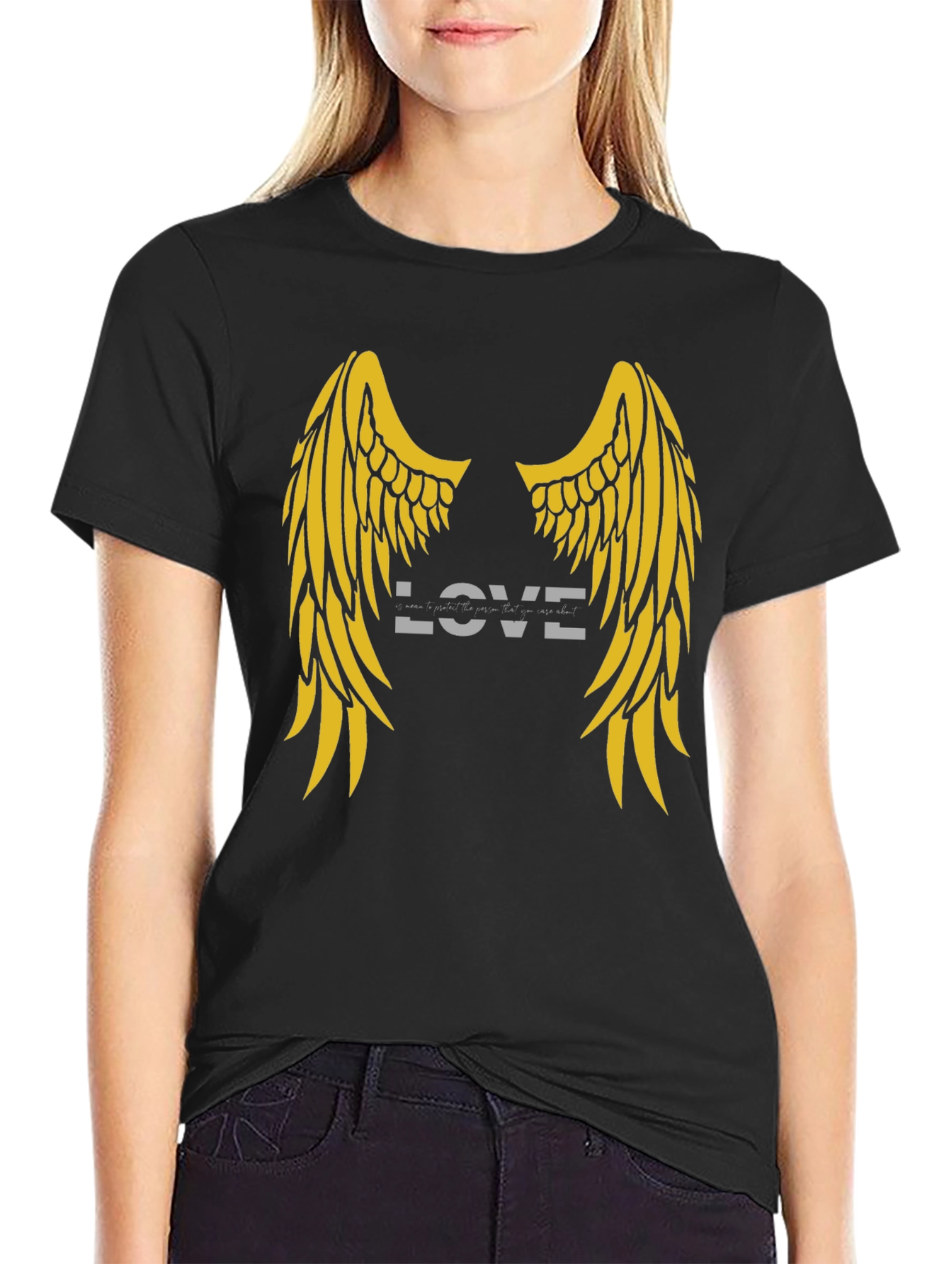 Love Wings Graphic Tee - Soft Black Cotton T-Shirt