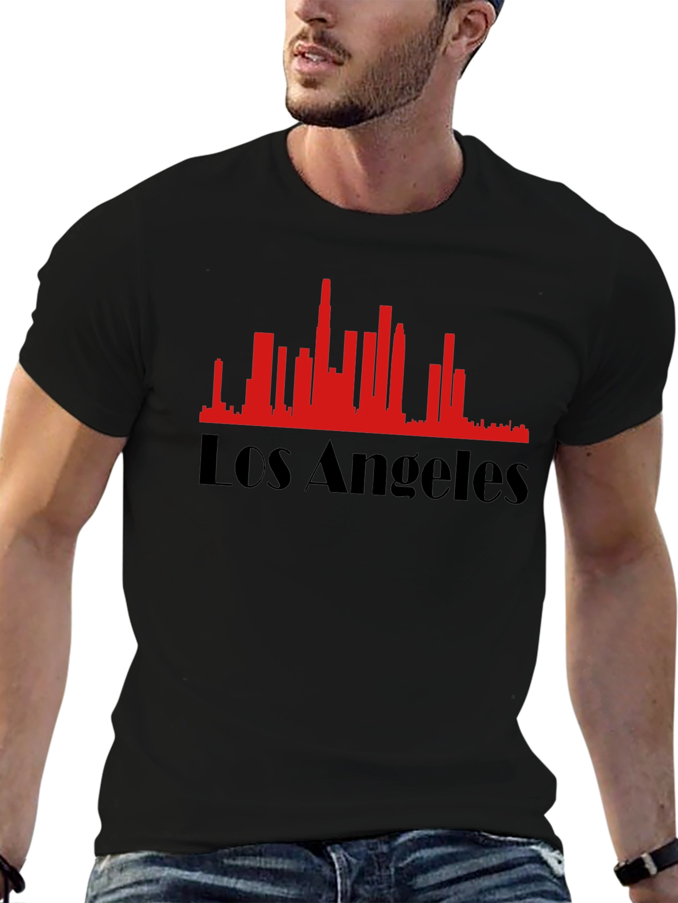 Los Angeles Skyline Graphic Tee - Black Cotton Blend
