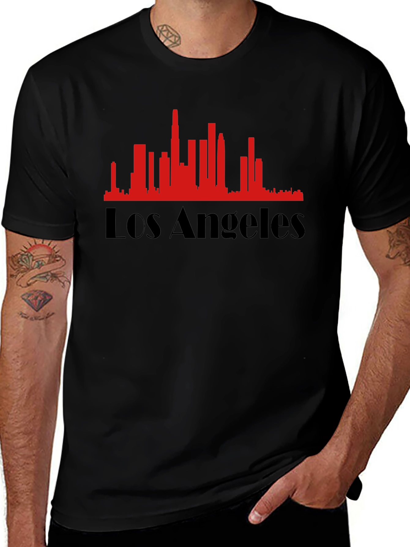 Los Angeles Skyline Graphic Tee - Black Cotton Blend