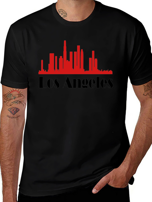 Los Angeles Skyline Graphic Tee - Black Cotton Blend