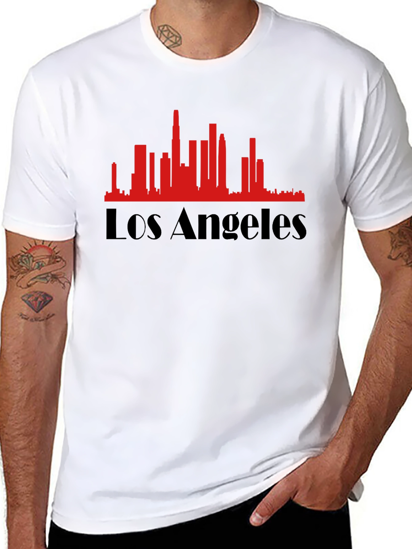 Los Angeles Skyline Graphic Tee - Black Cotton Blend