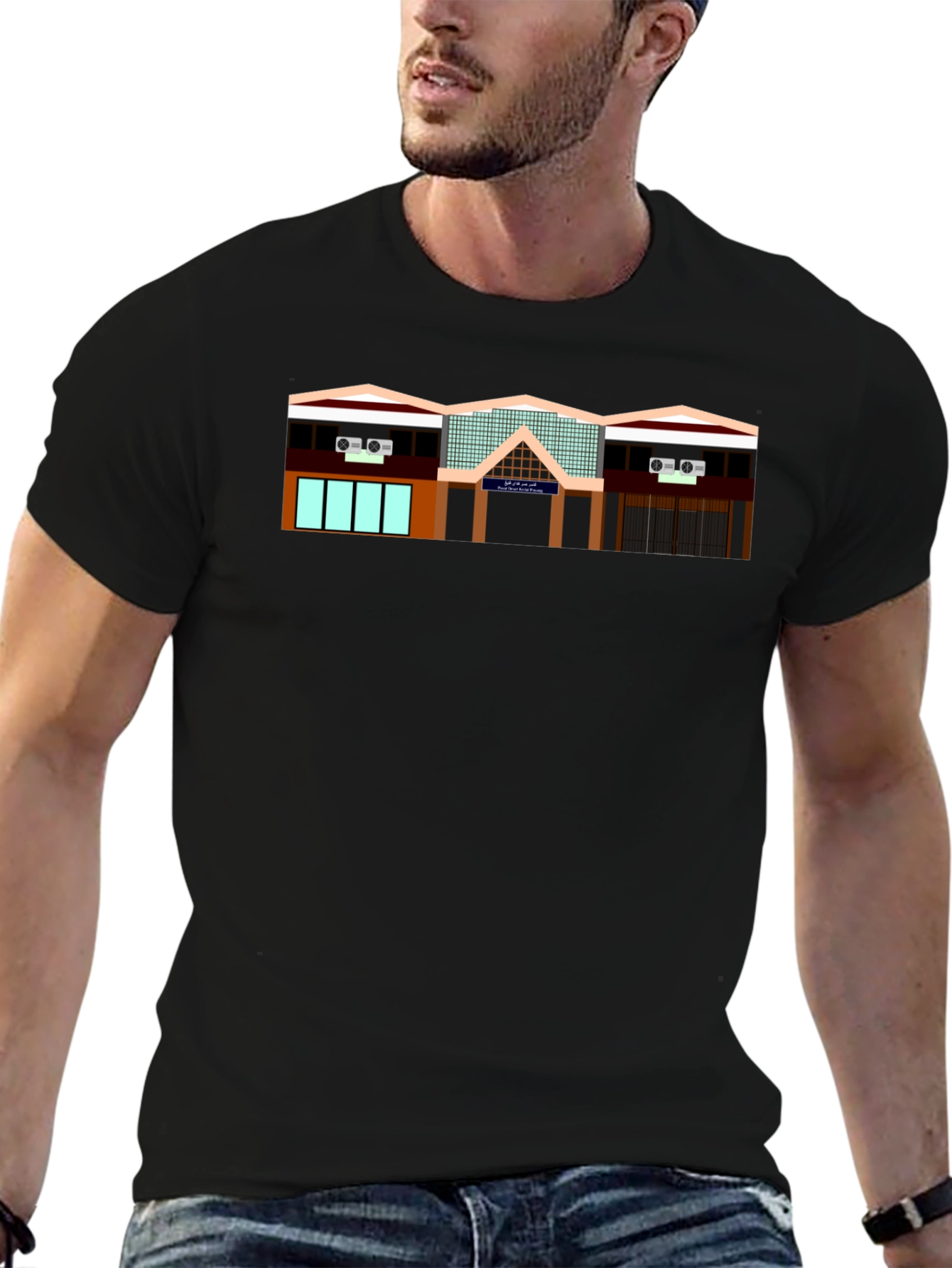 Building Print Black T-Shirt
