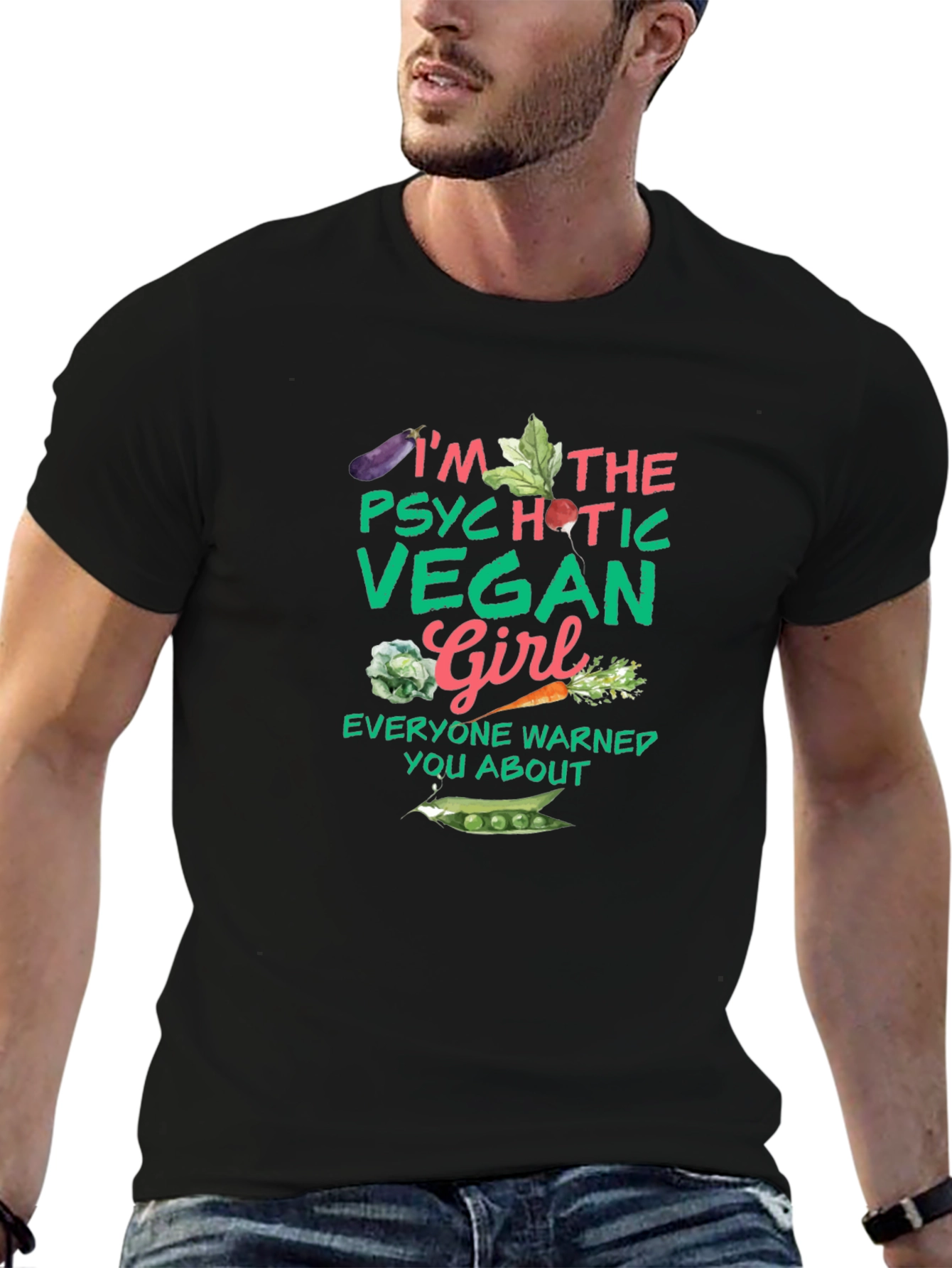 Psychotic Vegan Girl Graphic Tee - Unisex Black T-Shirt