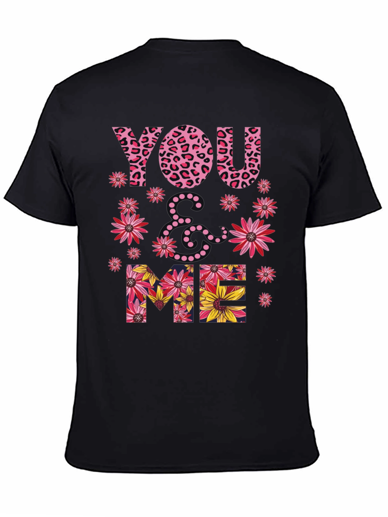Floral You & Me Graphic Print Black T-Shirt