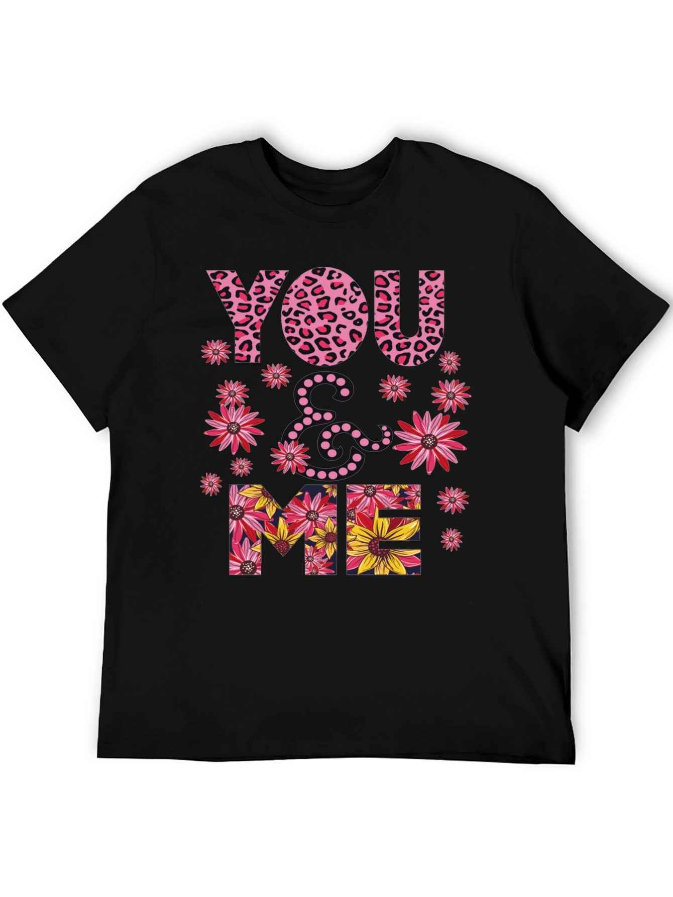 Floral You & Me Graphic Print Black T-Shirt