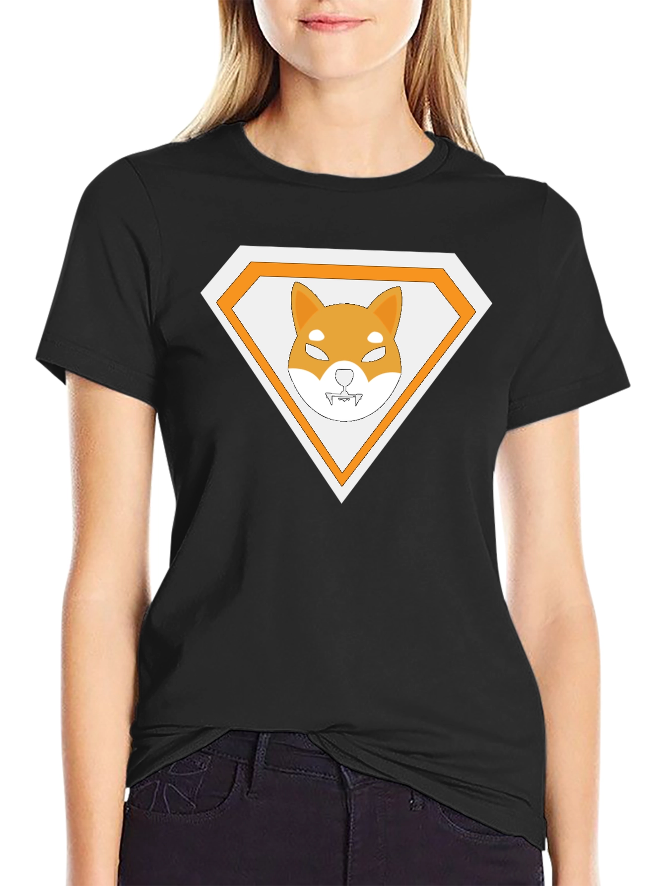 Shiba Inu Superhero Tee - Black Cotton Casual Shirt