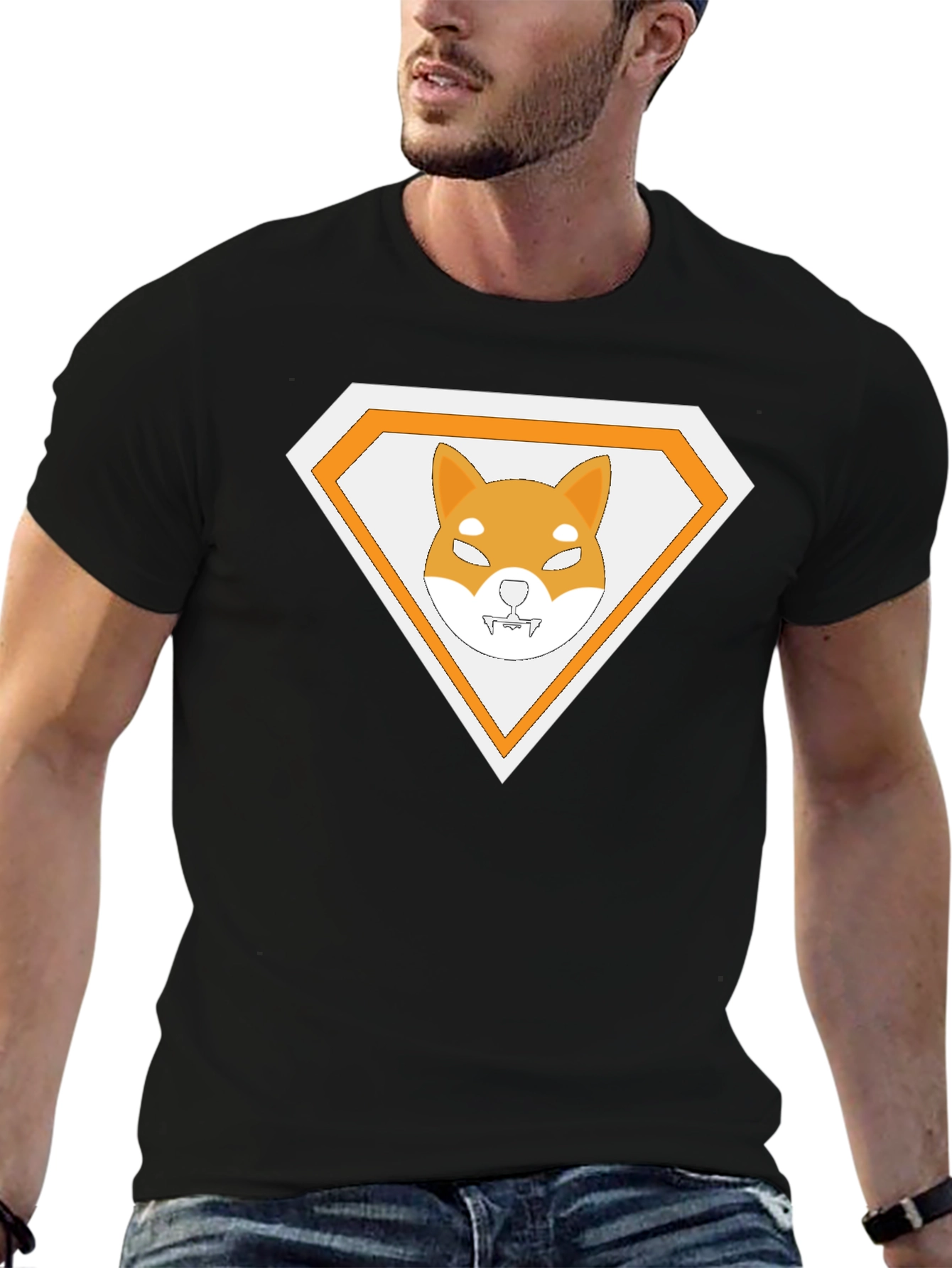 Shiba Inu Superhero Tee - Black Cotton Casual Shirt