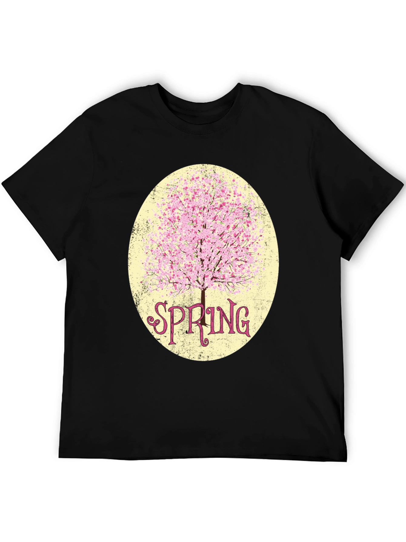Spring Blossom Graphic Tee - Stylish Mens Black T-Shirt