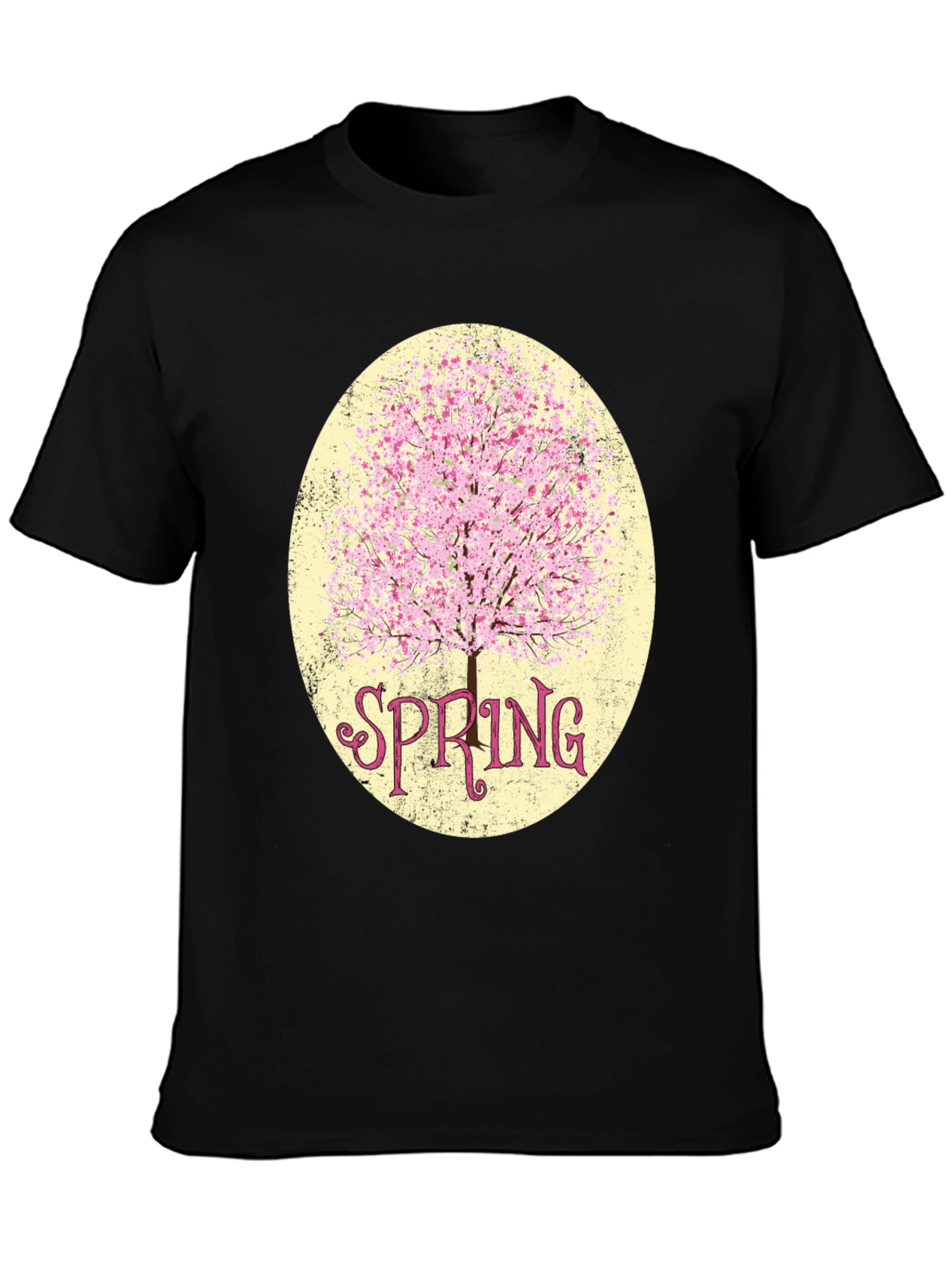 Spring Blossom Graphic Tee - Stylish Mens Black T-Shirt