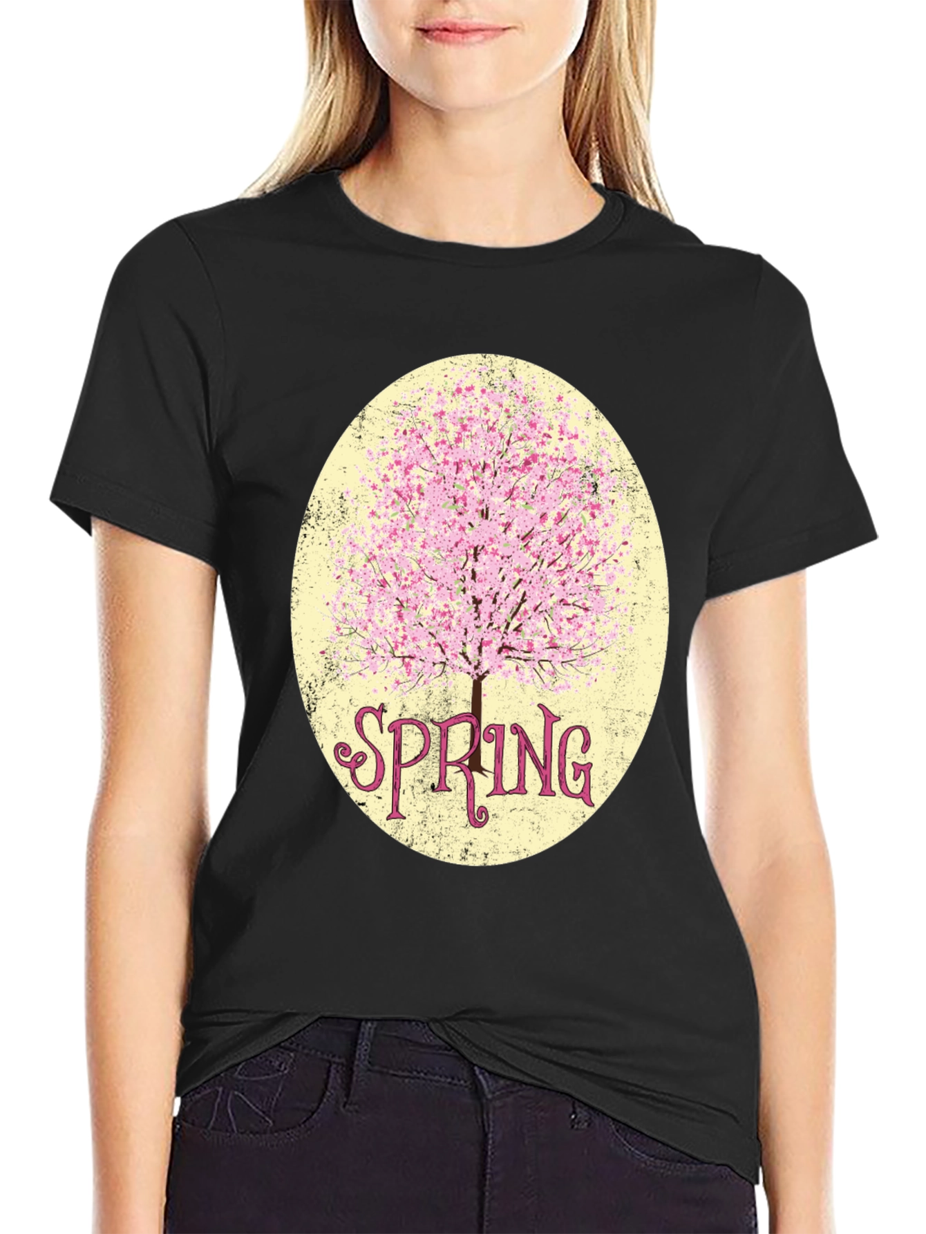 Spring Blossom Graphic Tee - Stylish Mens Black T-Shirt