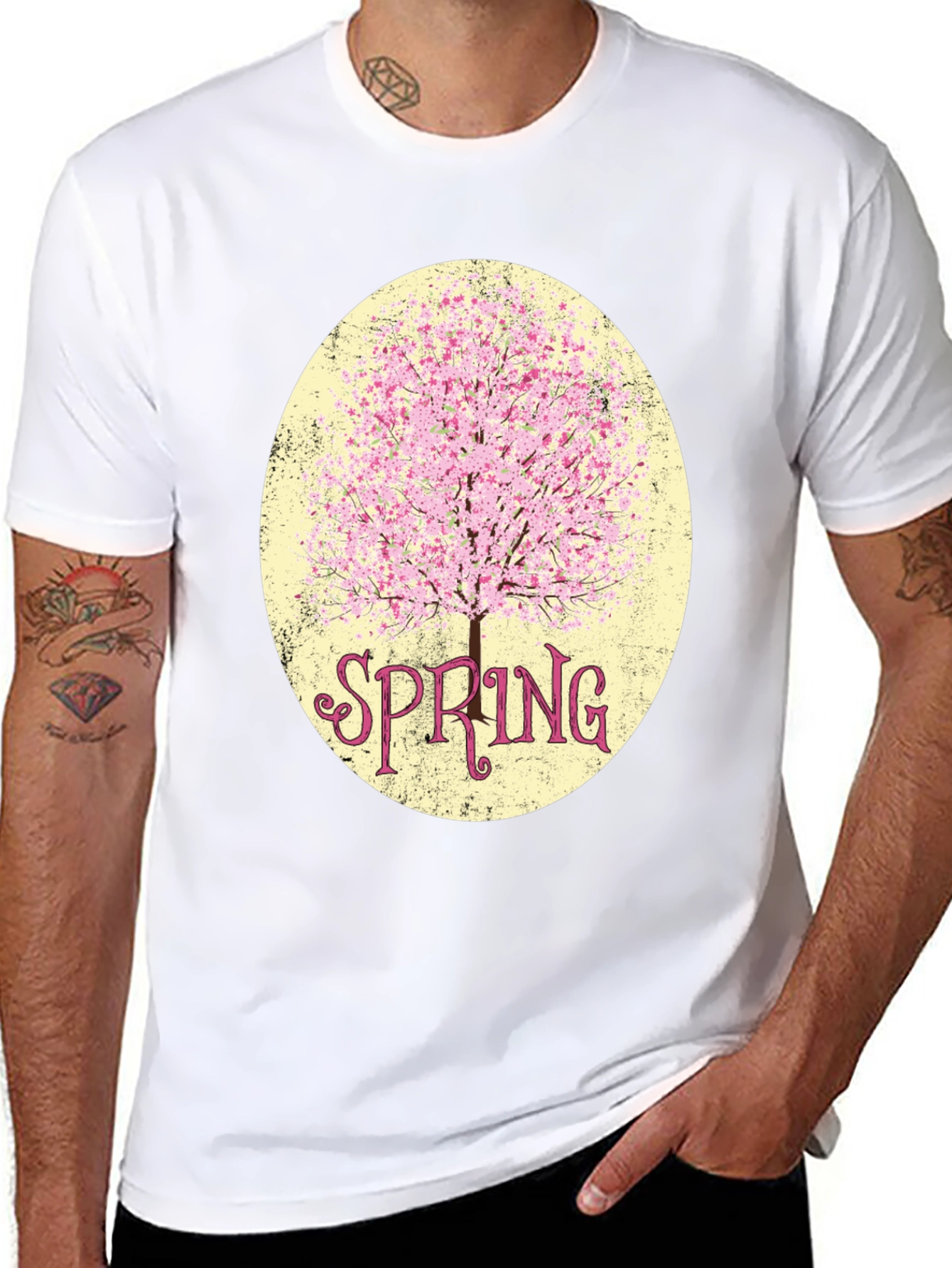 Spring Blossom Graphic Tee - Stylish Mens Black T-Shirt