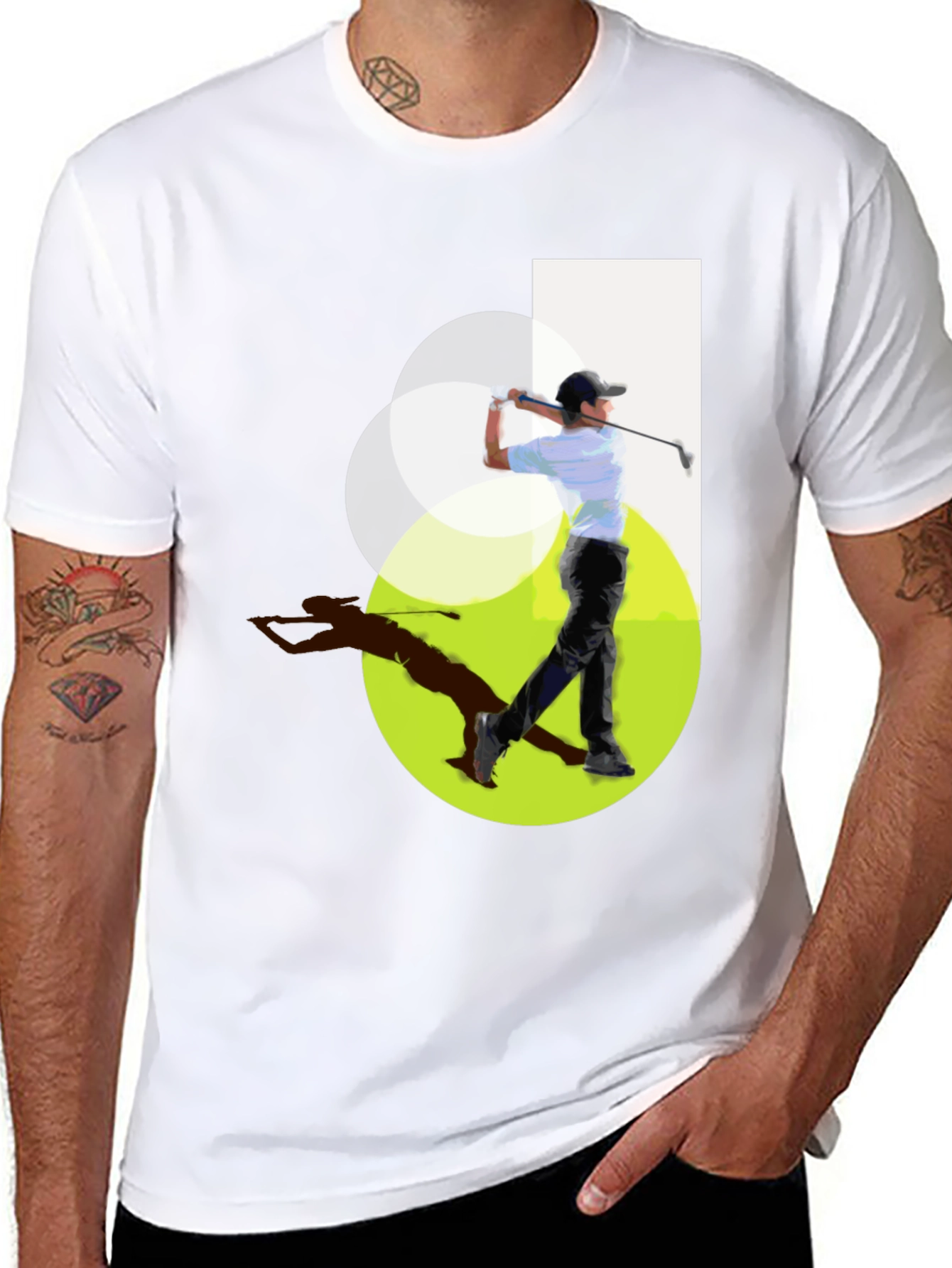 Golf Swing Graphic Tee - Modern Geometric Design
