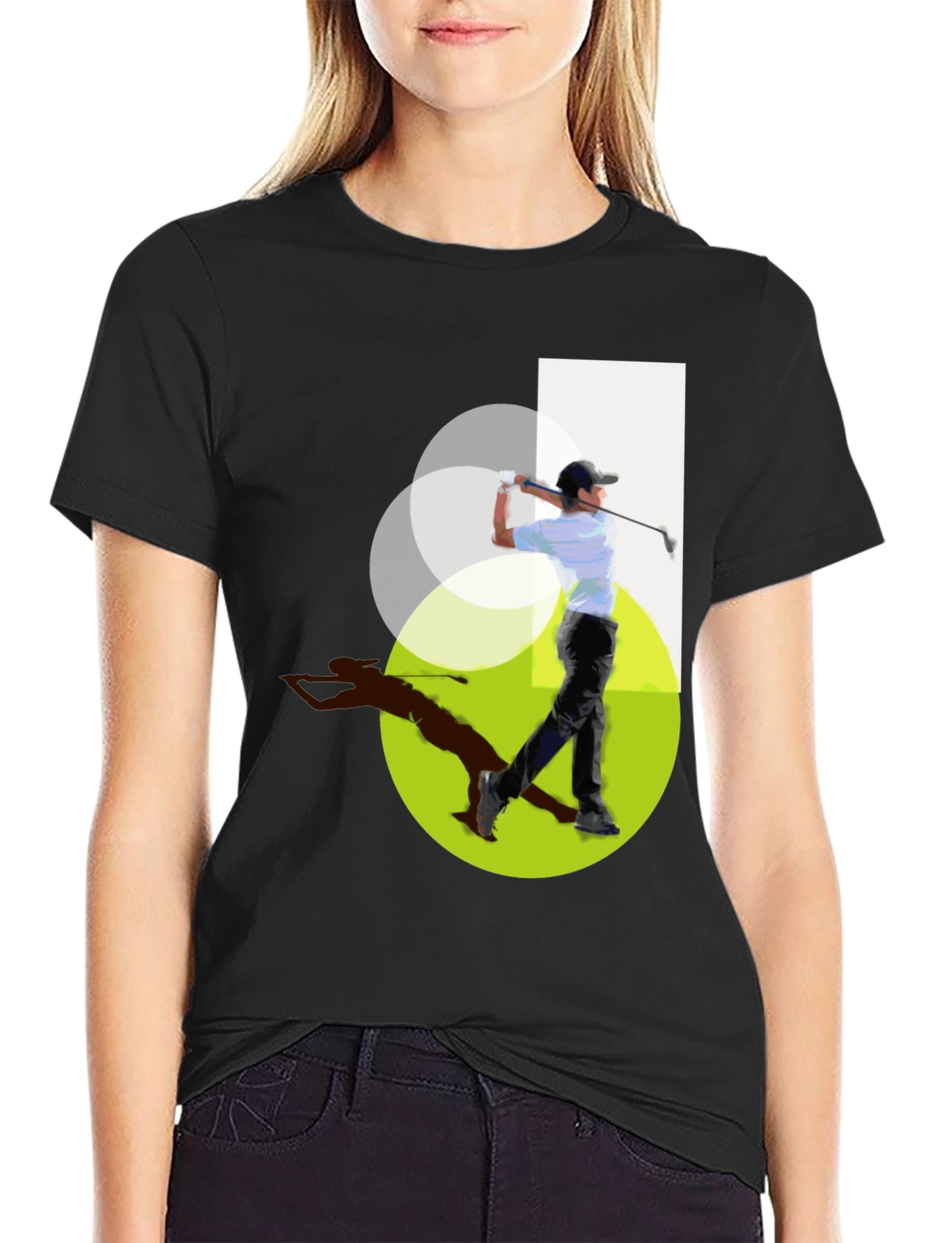 Golf Swing Graphic Tee - Modern Geometric Design