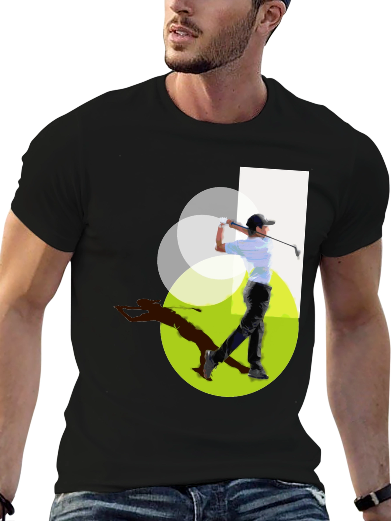 Golf Swing Graphic Tee - Modern Geometric Design