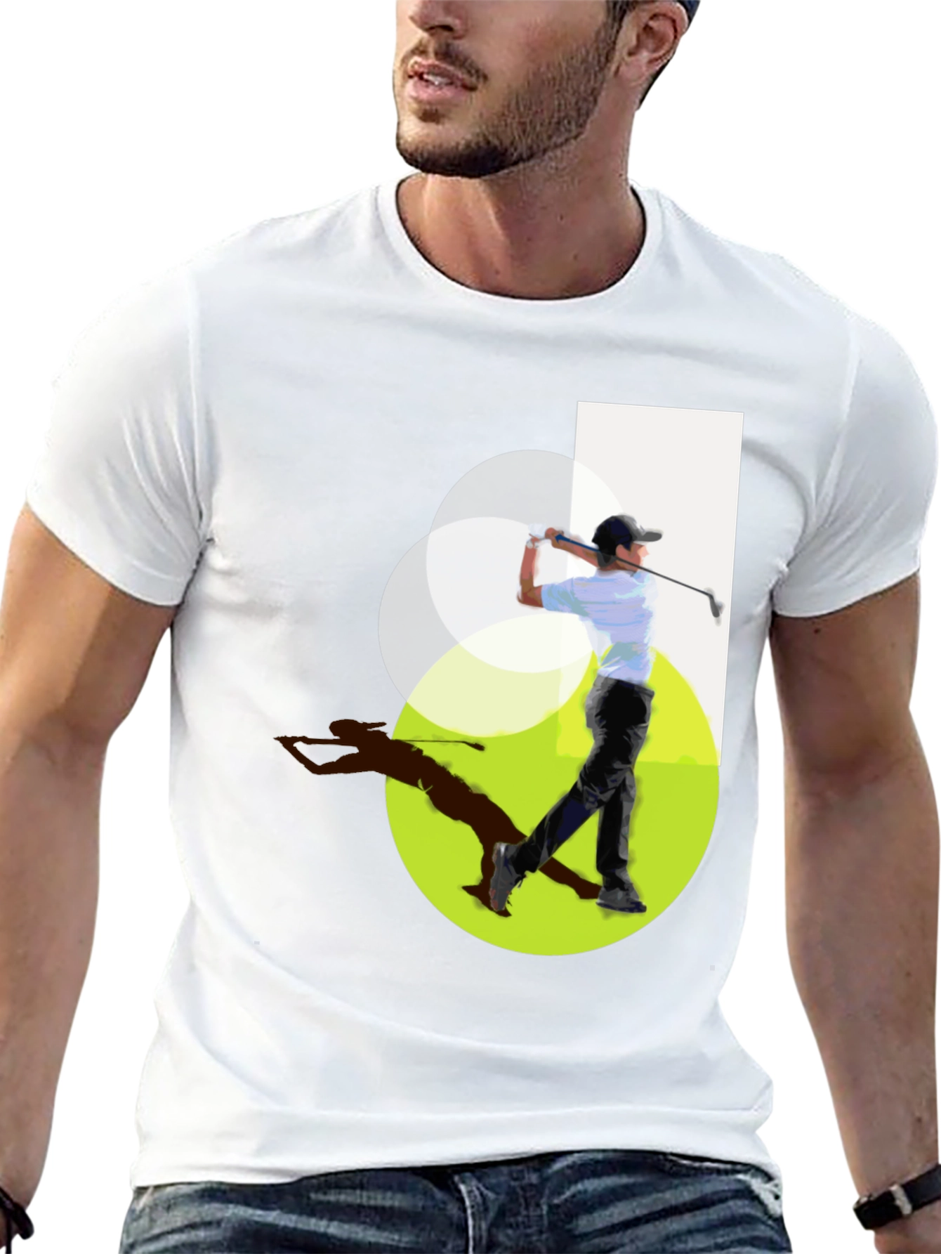Golf Swing Graphic Tee - Modern Geometric Design
