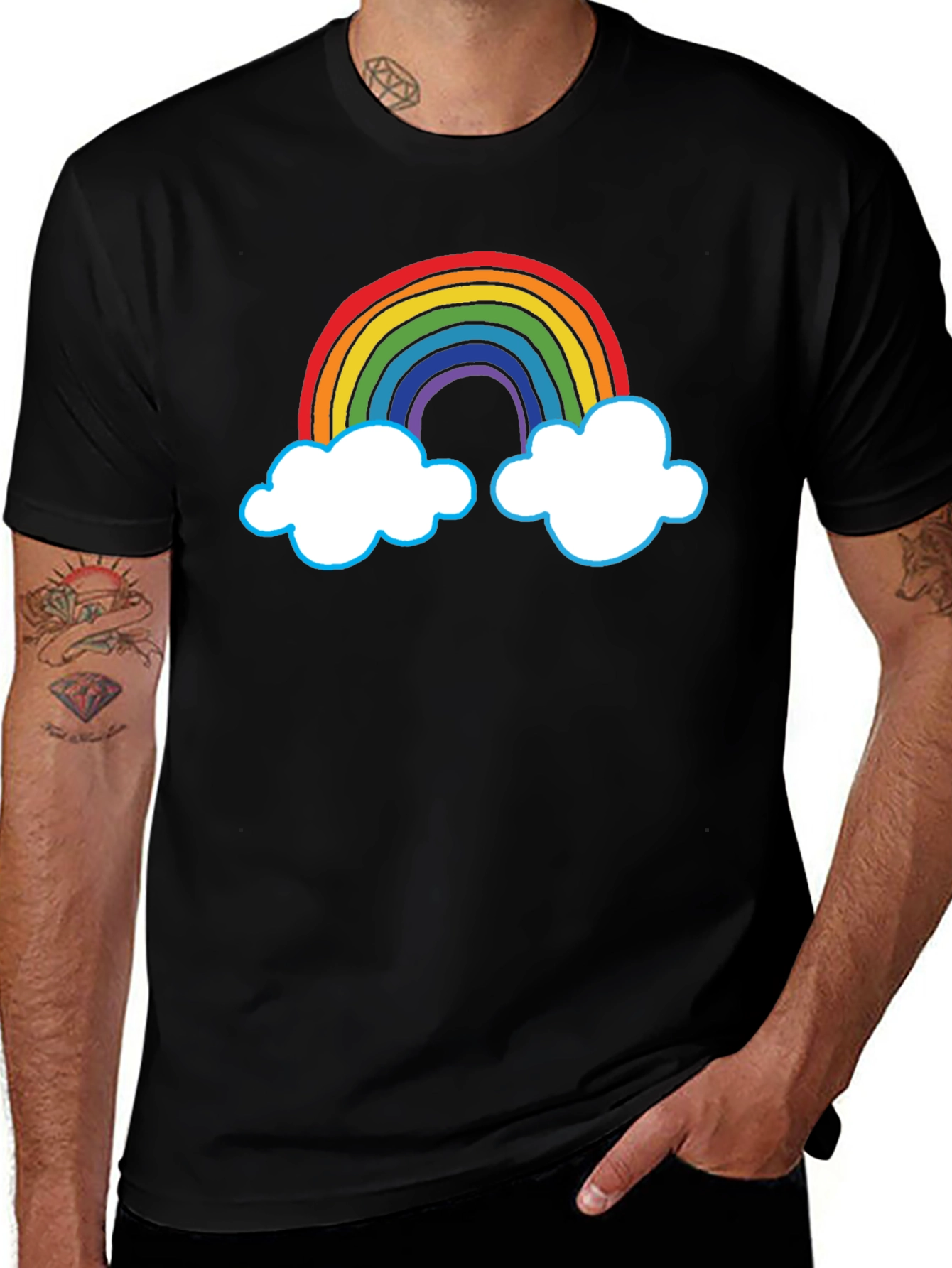 Rainbow Cloud Graphic Tee - Black Unisex T-Shirt