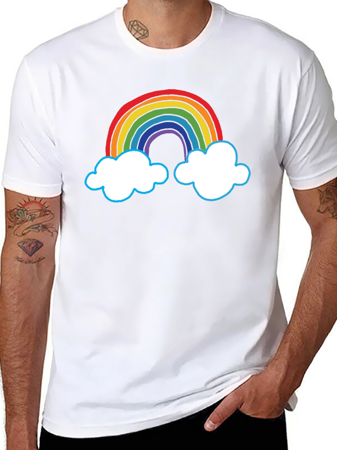 Rainbow Cloud Graphic Tee - Black Unisex T-Shirt