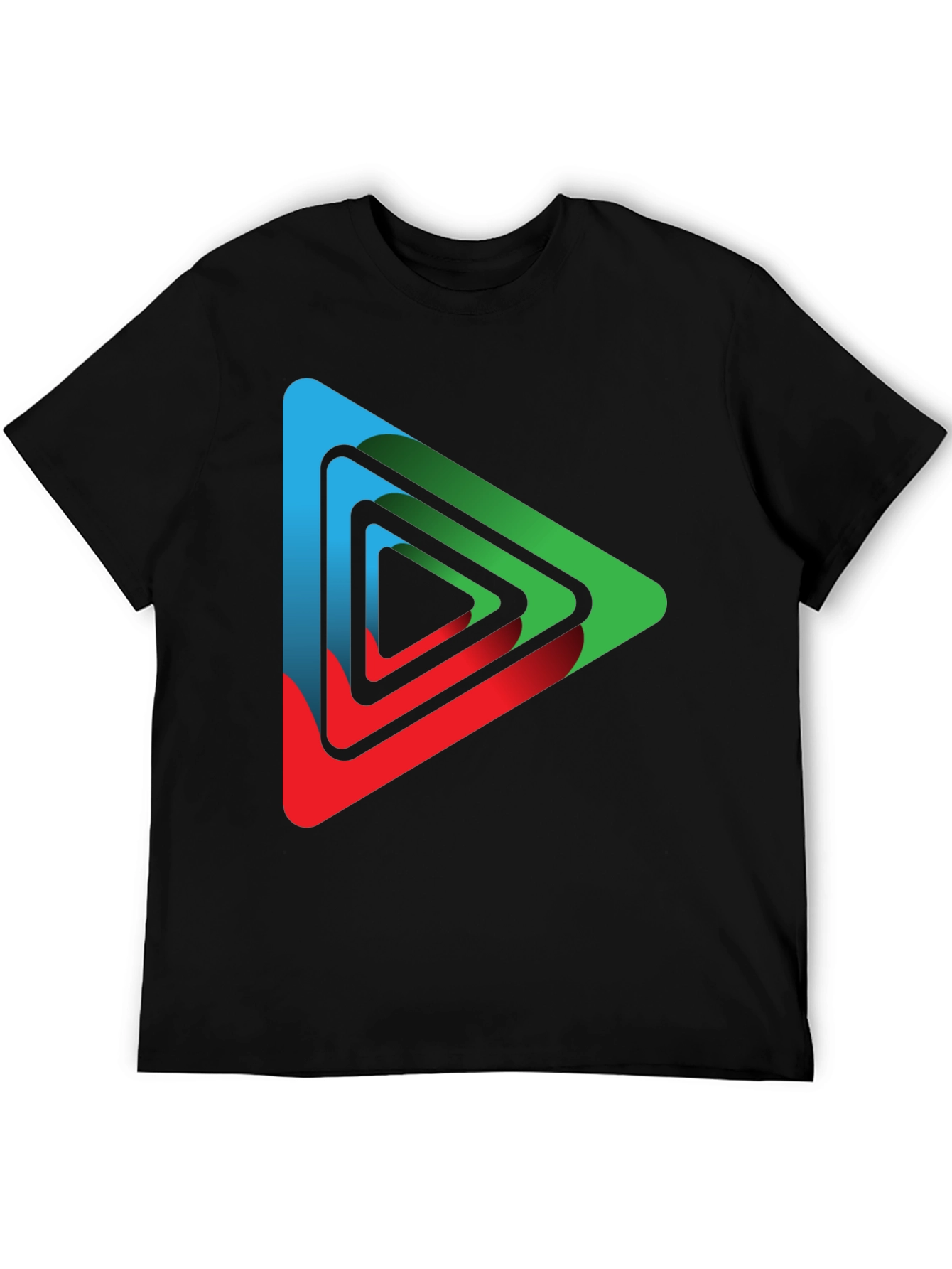 Geometric Triangle Graphic Black T-Shirt